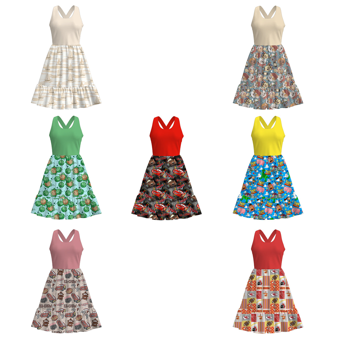 (Pre Order)Adults Spring and Summer Cartoon Print Dress