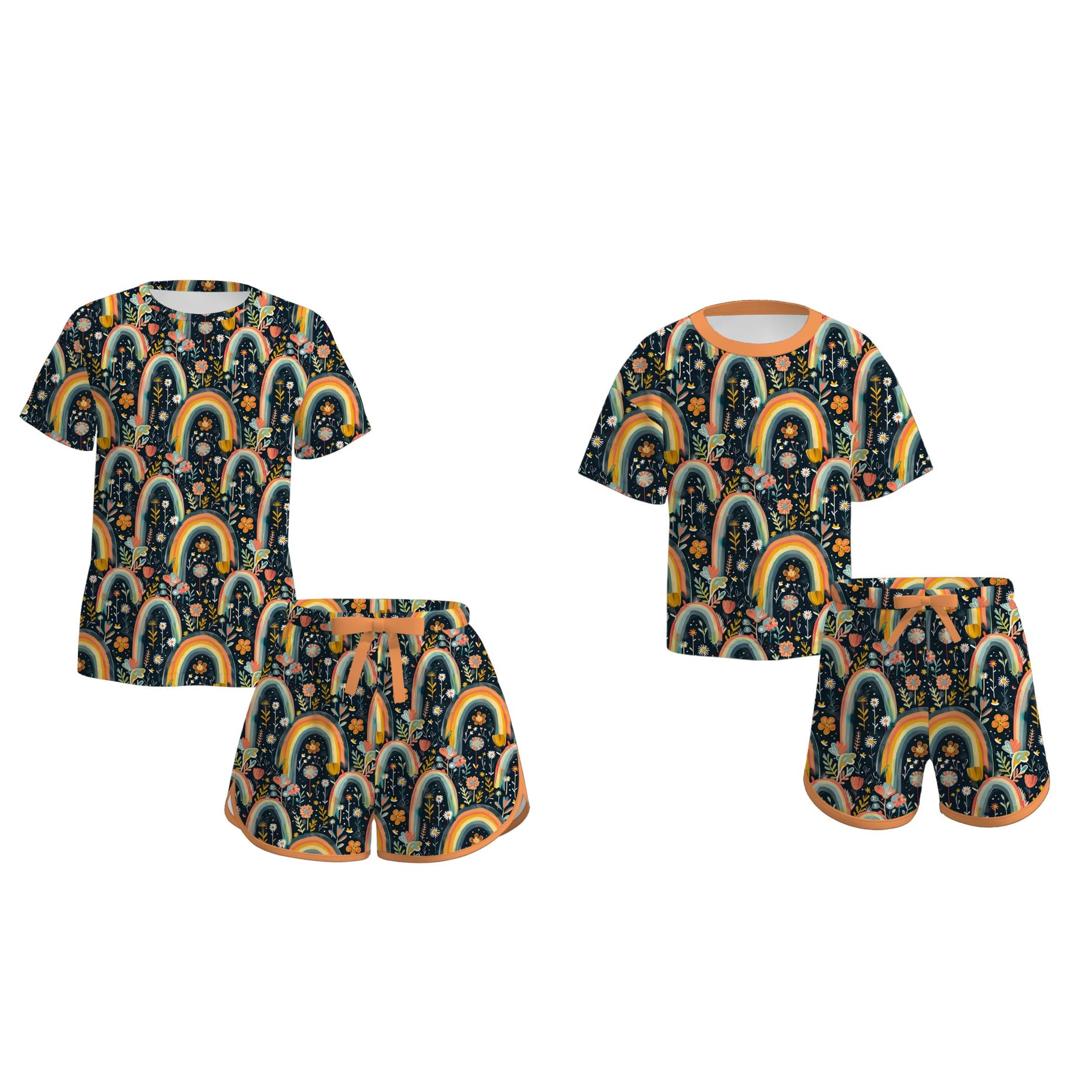 (Pre Order+Prepack Zone)Family Spring&Summer Rainbow Print Set(Mix Size)