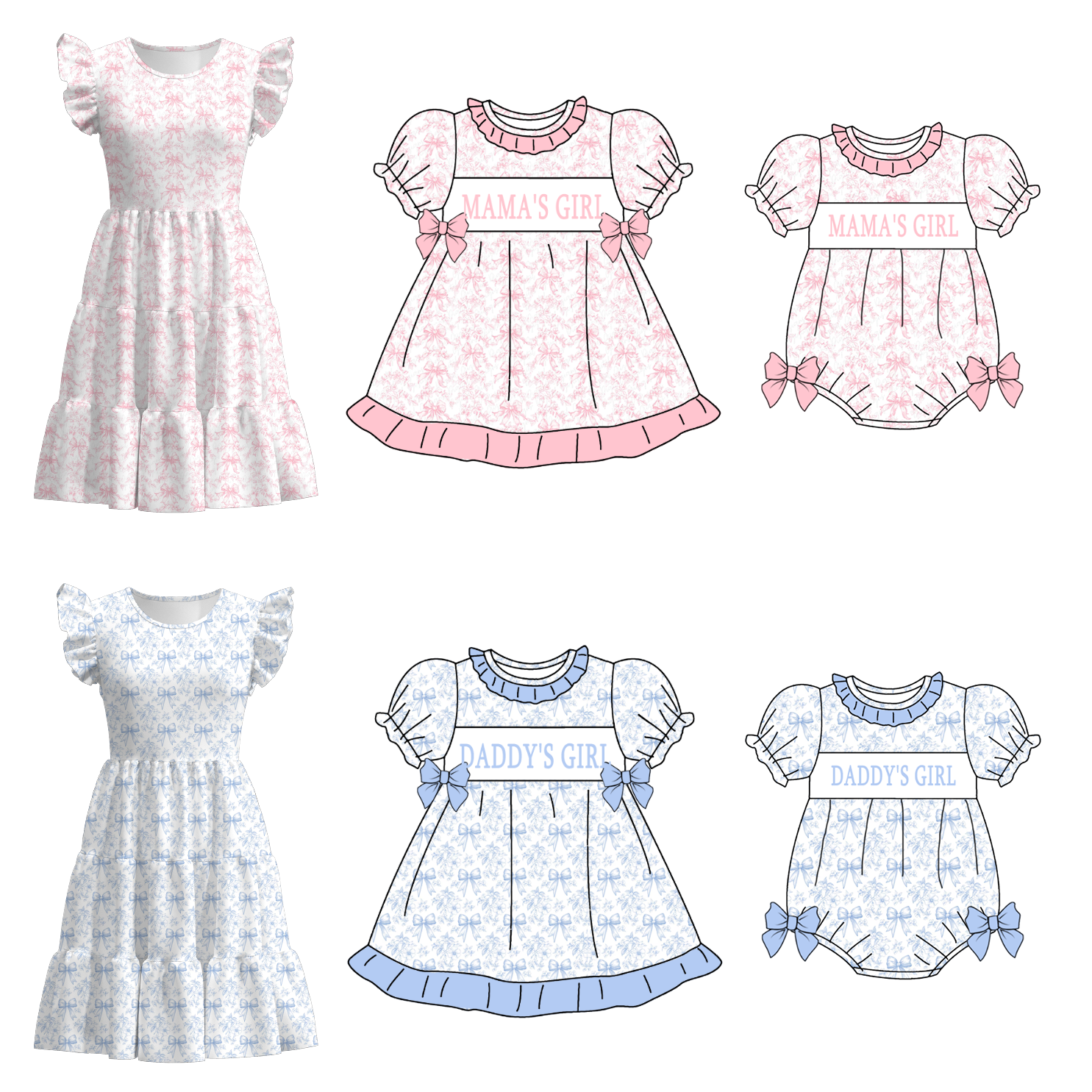 (Pre Order)Mommy and Me Spring & Summer Embroidery Smocked Dress and Romper