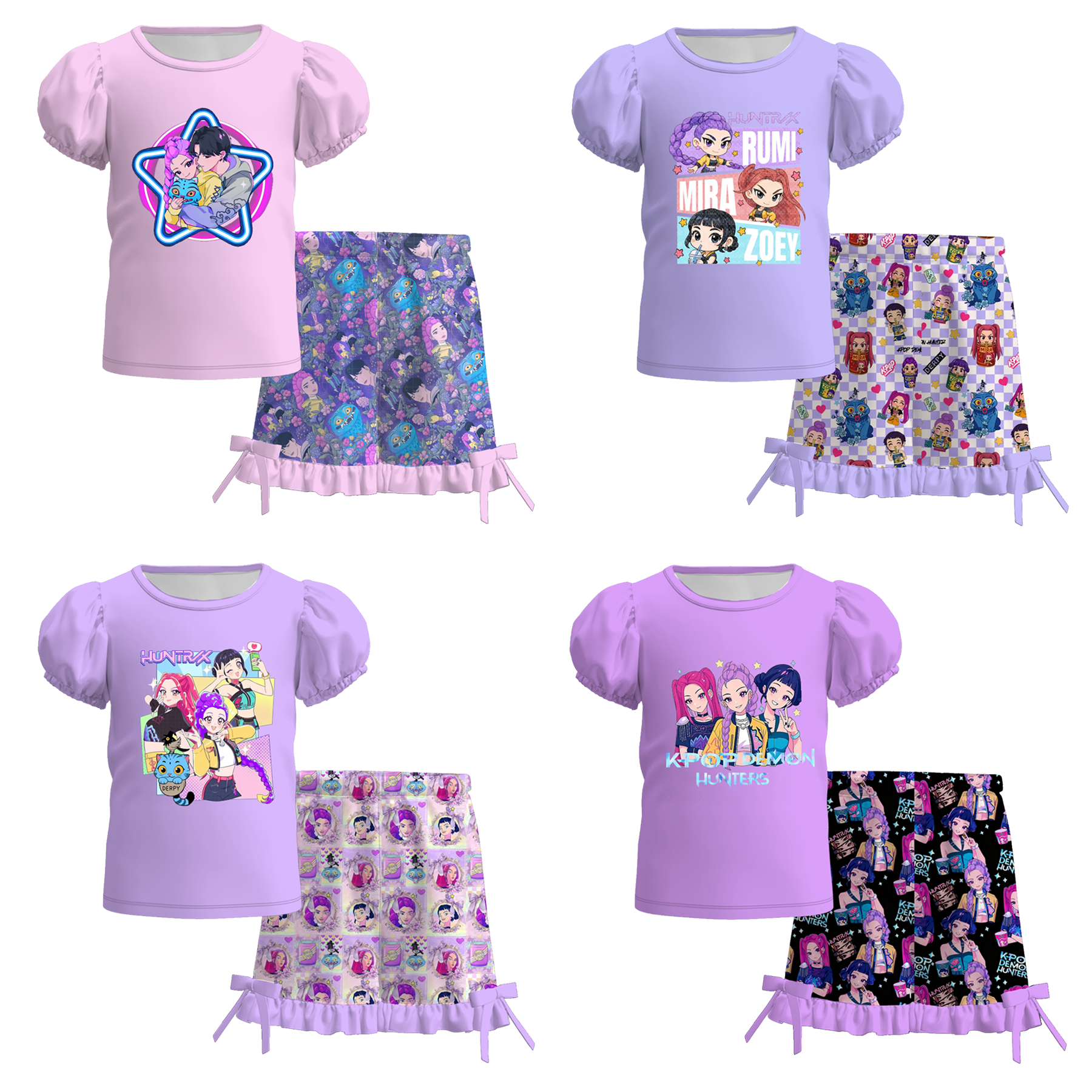 (Pre Order)Girls Spring&Summer Movie Character Print Shorts Set