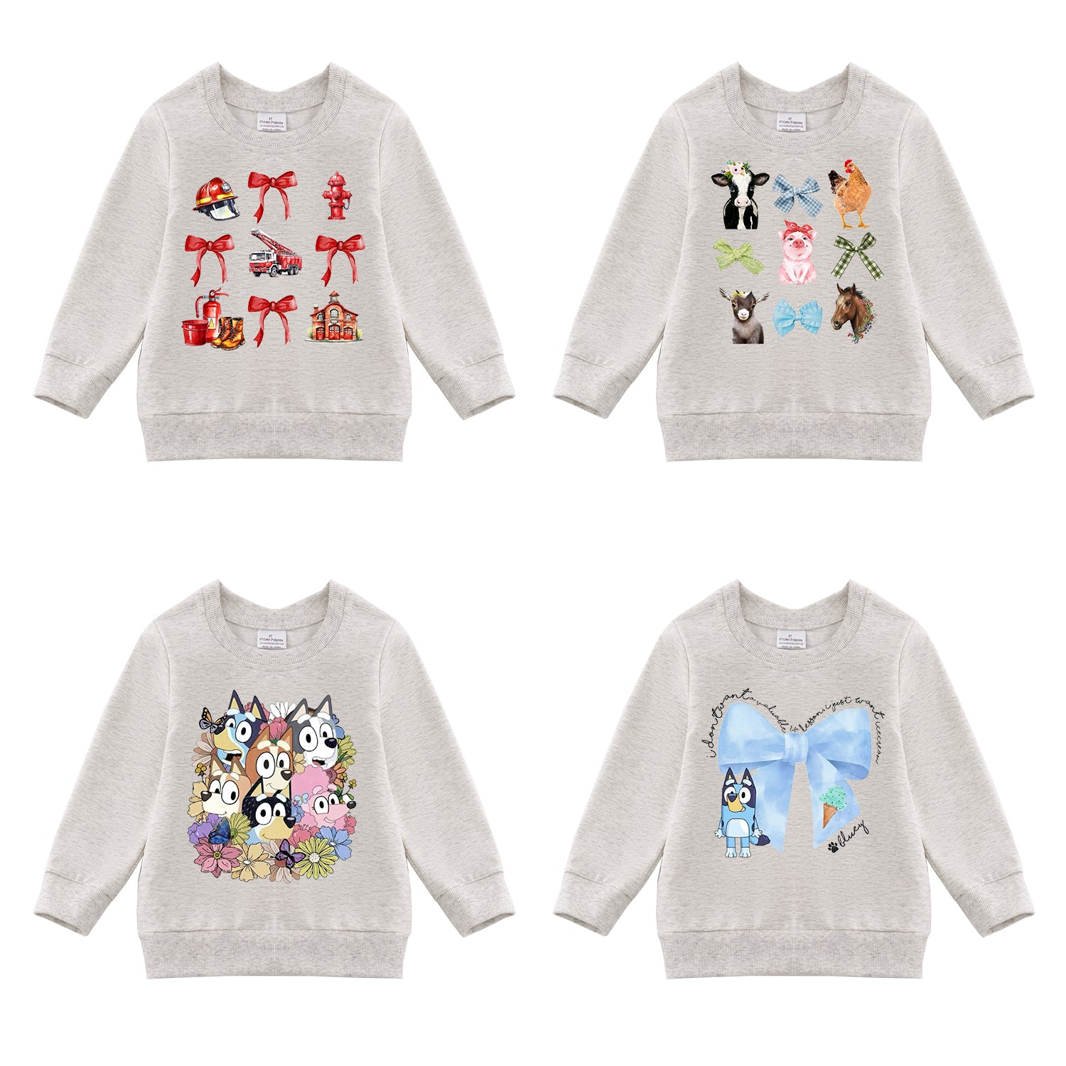 (Pre Order)Girls Fall Cartoon Print Sweatshirt