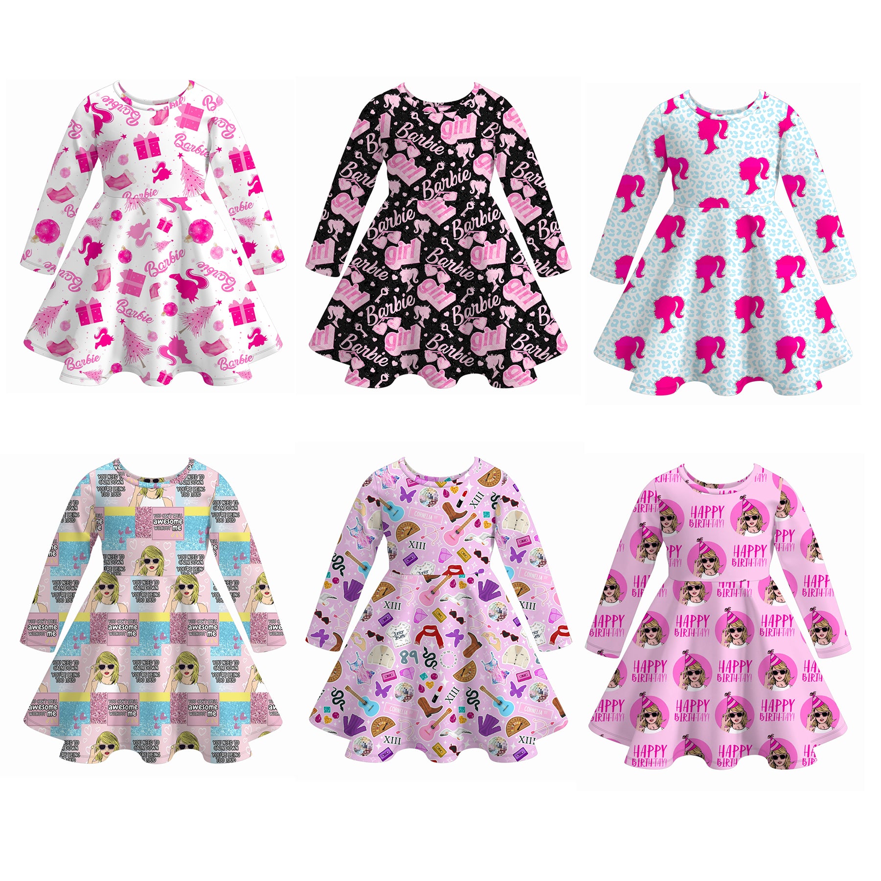 (Pre Order)Girls Fall Cartoon Print Dress