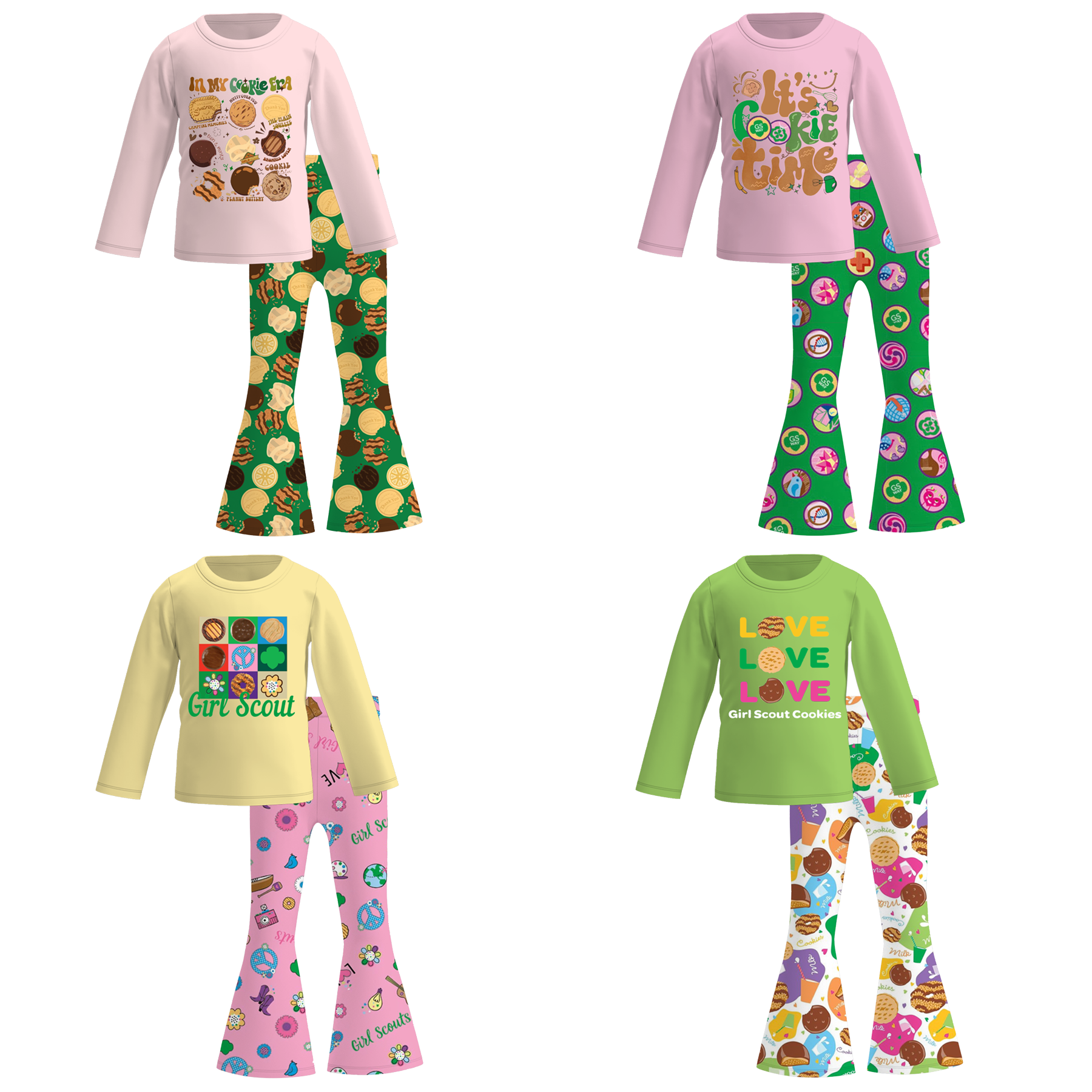 (Pre Order)Girls Fall Dessert Print Bell Pants Set