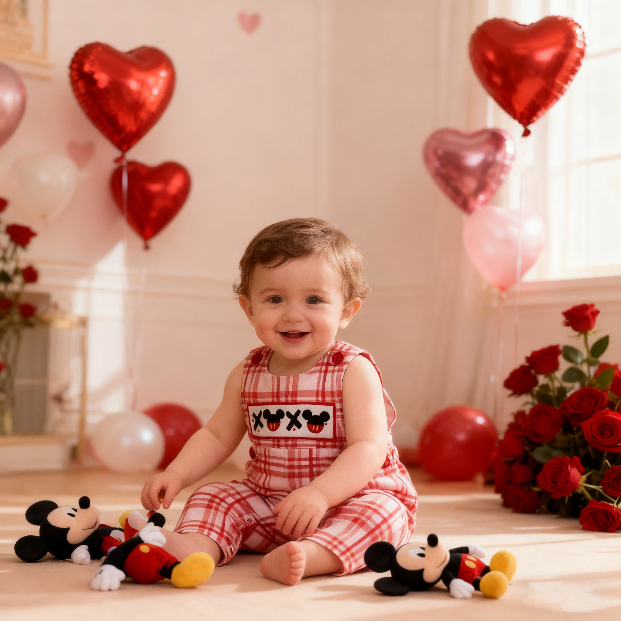 (In Stock)Baby Boys Valentine's Day Embroidery Romper