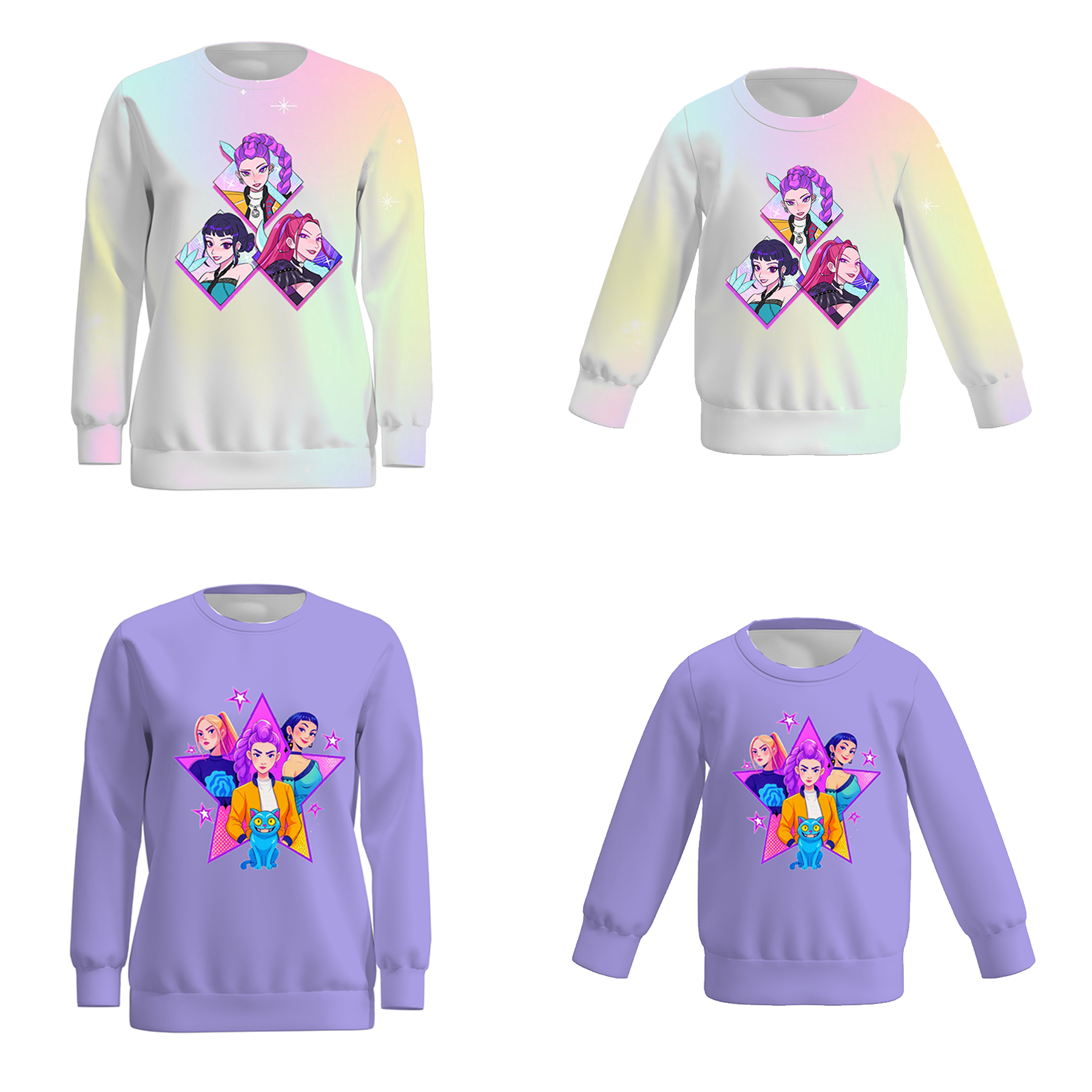 (Pre Order)Mommy and Me Christmas Movie Character Print Sweatshirt
