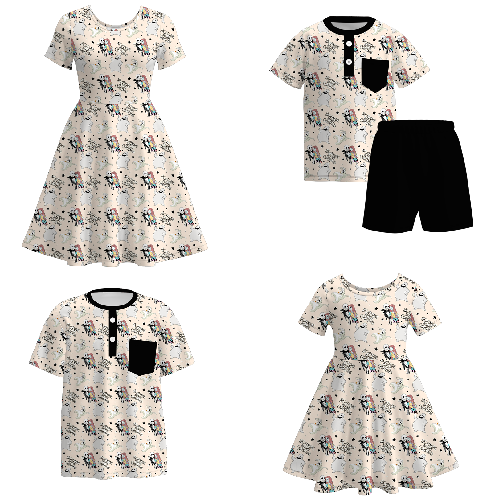 (Pre Order)Family Halloween Cartoon Print Dress&Set