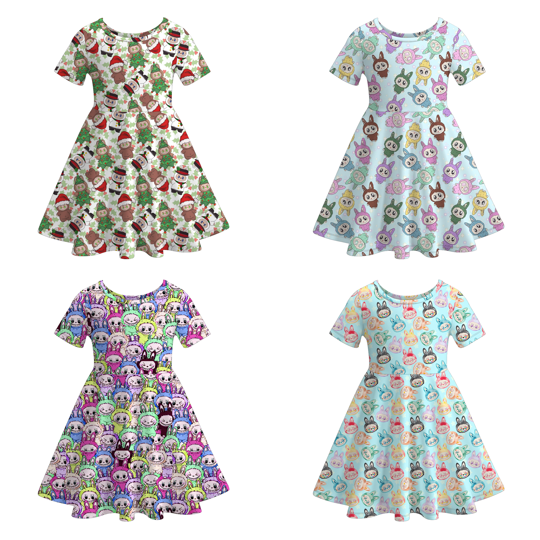 (Pre Order)Girls Spring&Summer Cartoon Print Dress