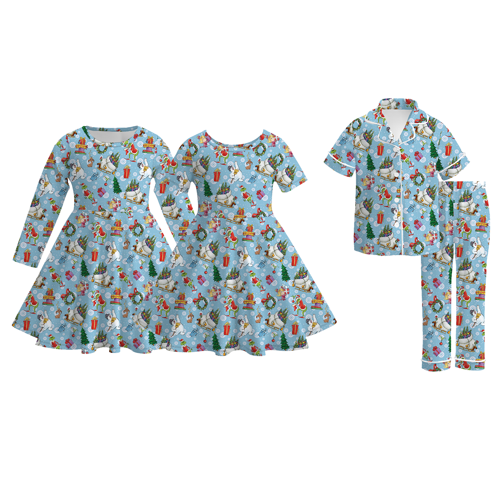 (Pre Order)Sisters Christmas Print Dress&Pajamas