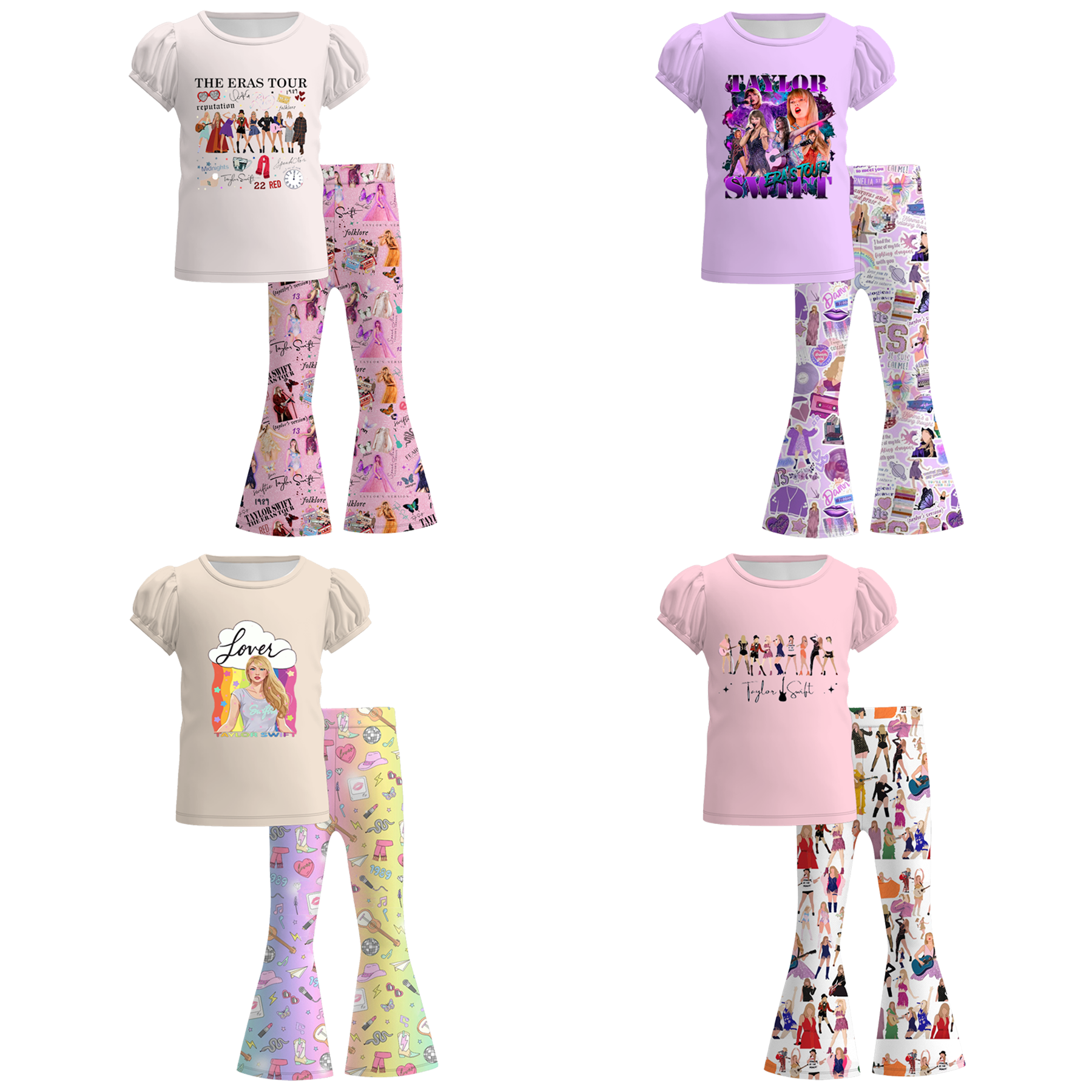 (Pre Order)Girls Spring and Summer TS Print Outfit Set