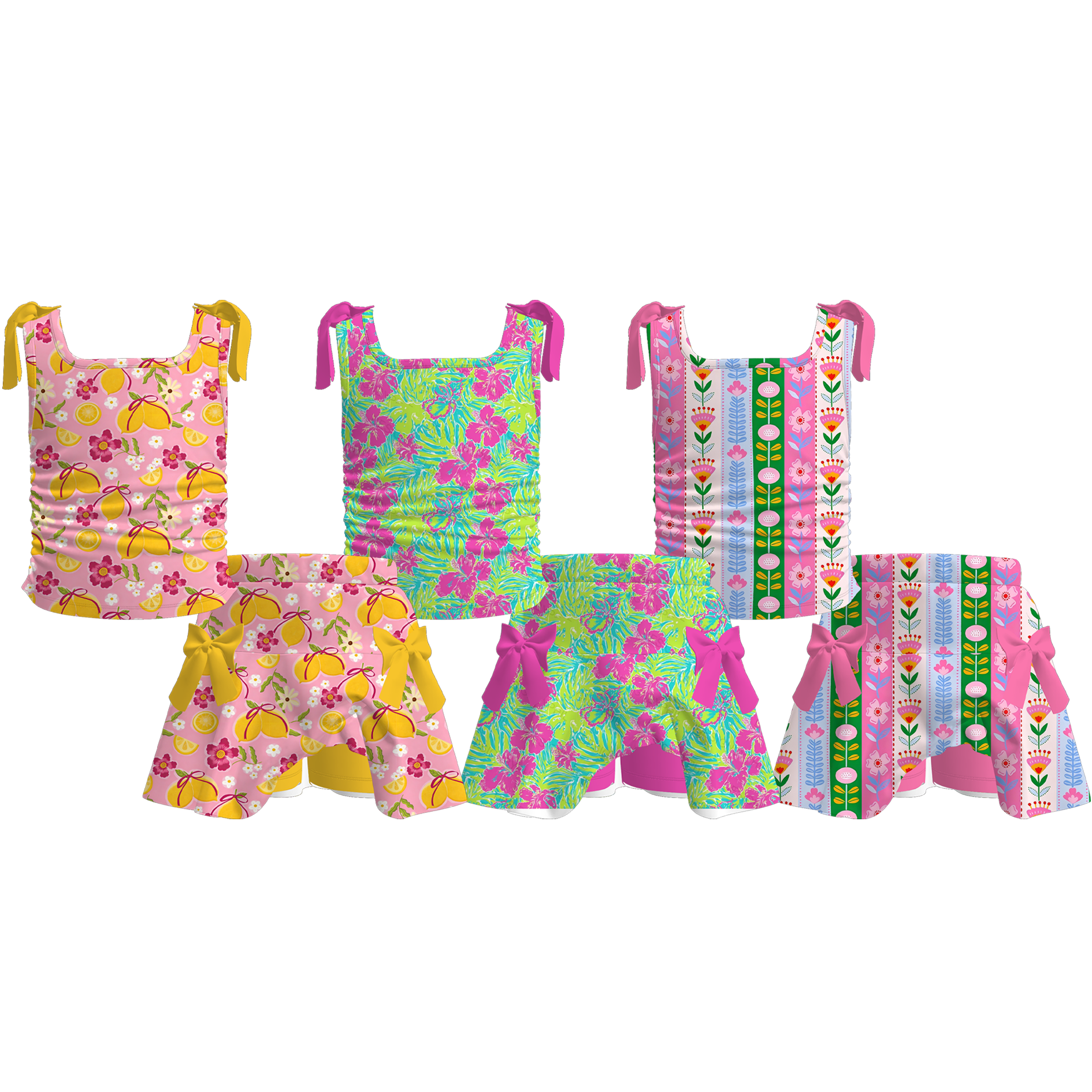 (Pre Order+Prepack Zone)Girls Spring&Summer Print Skort Set