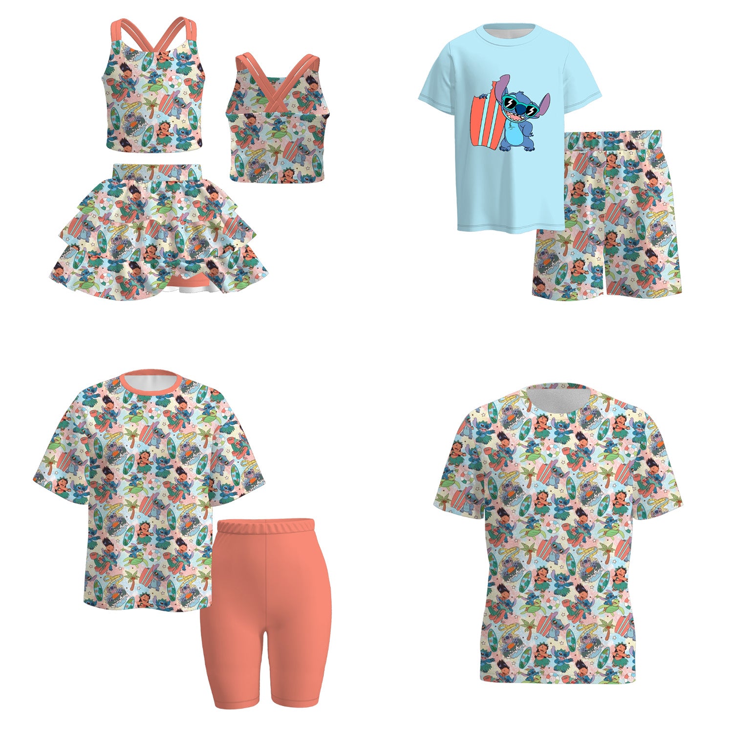 (Pre Order)Family Spring and Summer Cartoon Print Set&Top