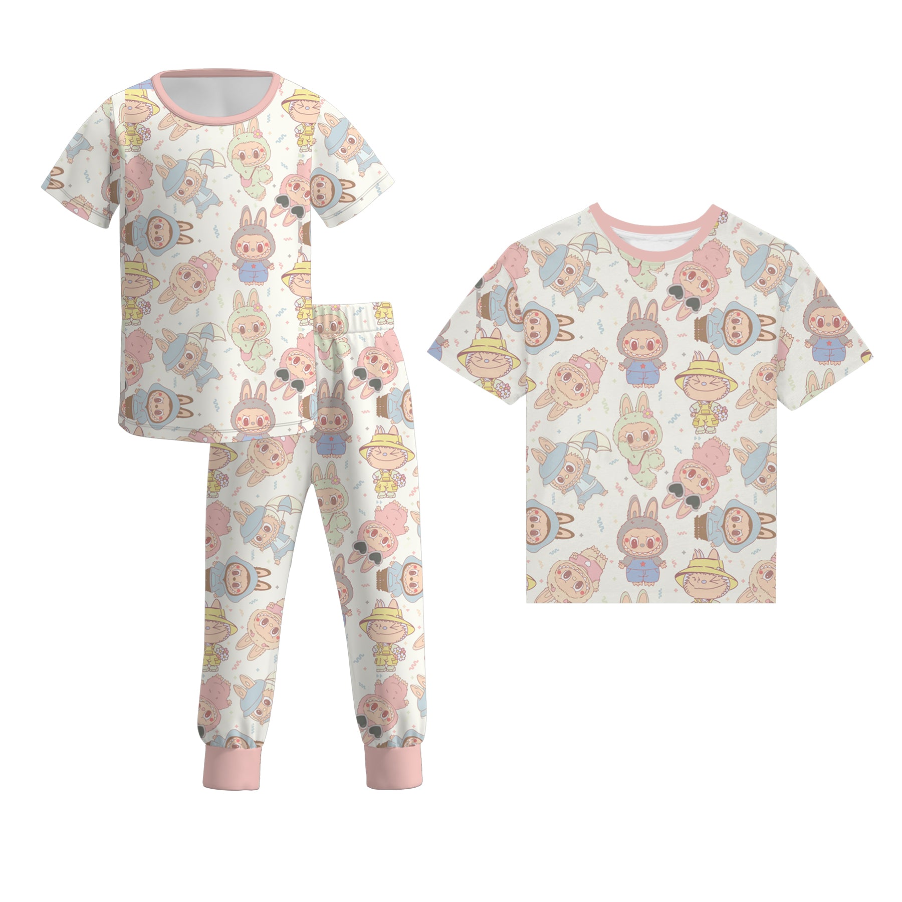(Pre Order)Siblings Summer Cartoon Print Top&Pajamas