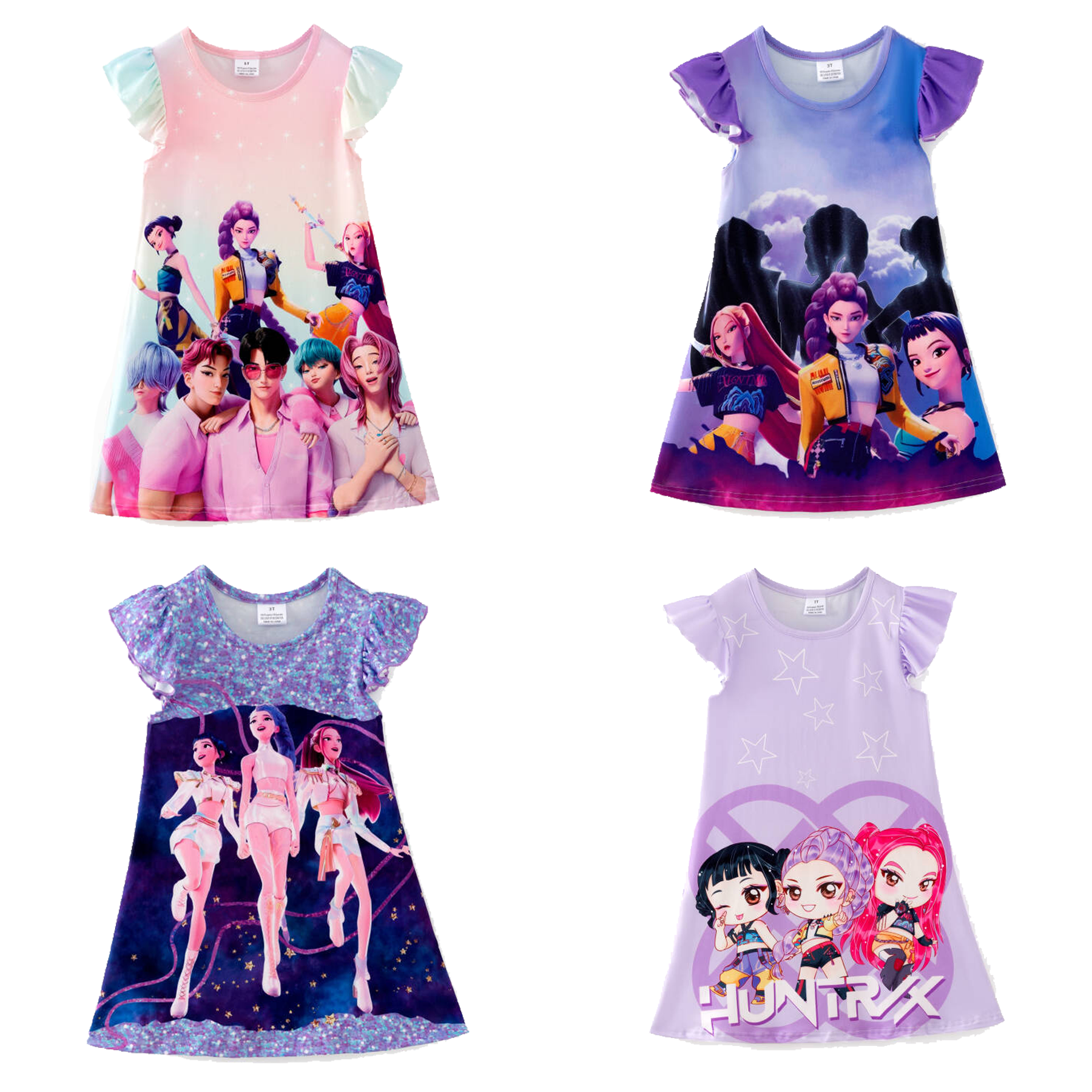 (Pre Order,Prepack Zone)Girls Movie Character Print Dress(Mix Size)