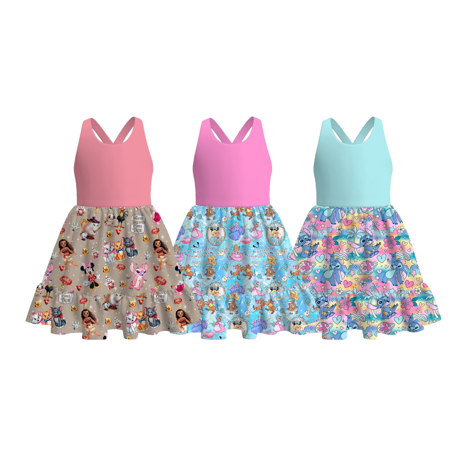 (Pre Order+Prepack Zone)Girls Spring&Summer Cartoon Print Dress