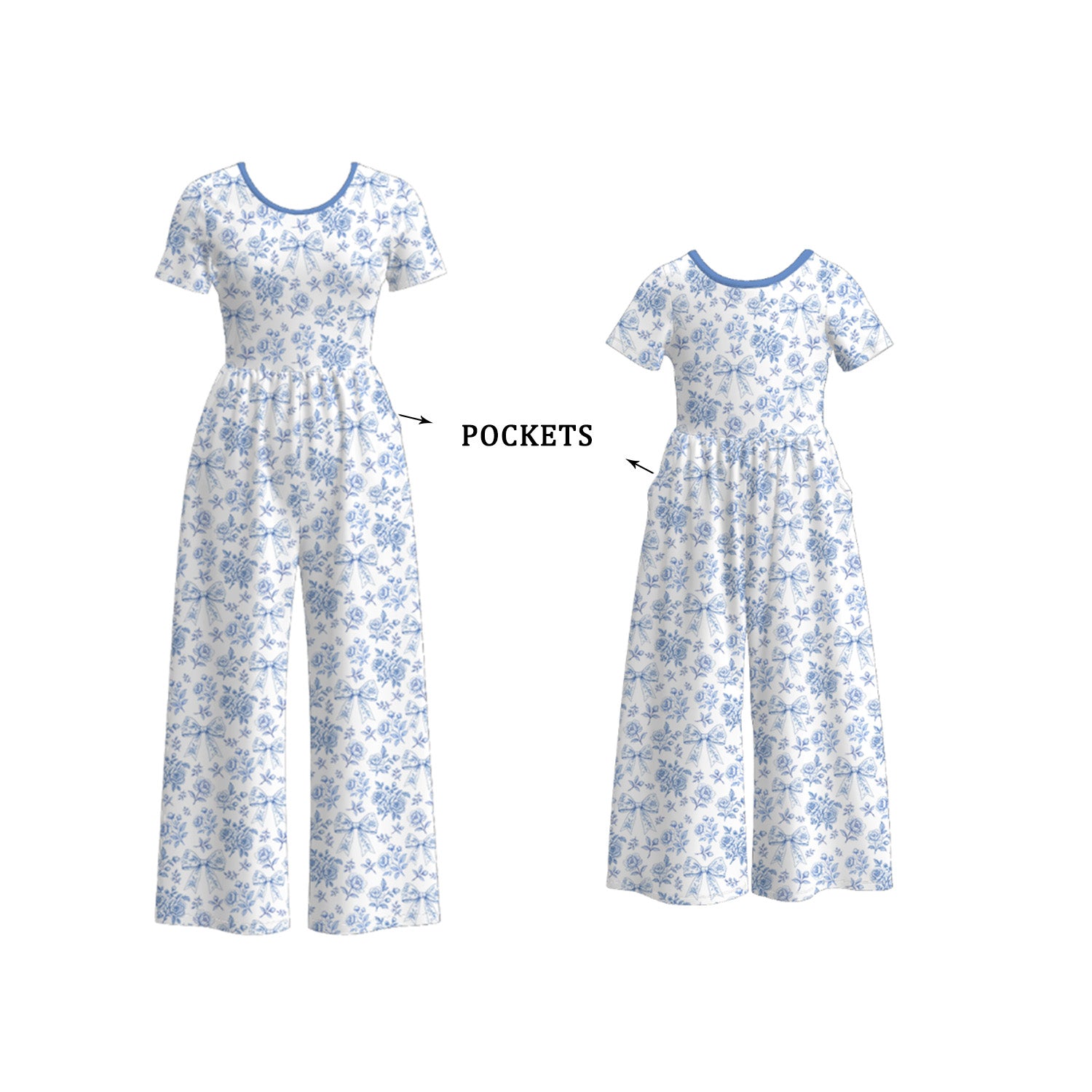 (Pre Order)Mommy and Me Spring&Summer Floral Print Jumpsuit with Pockets