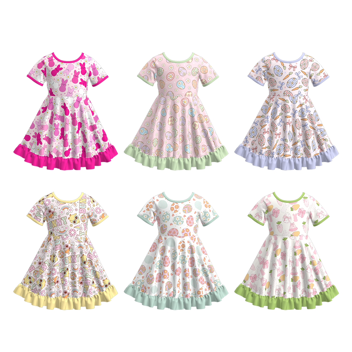 (Pre Order)Girls Easter Print Lace Dress