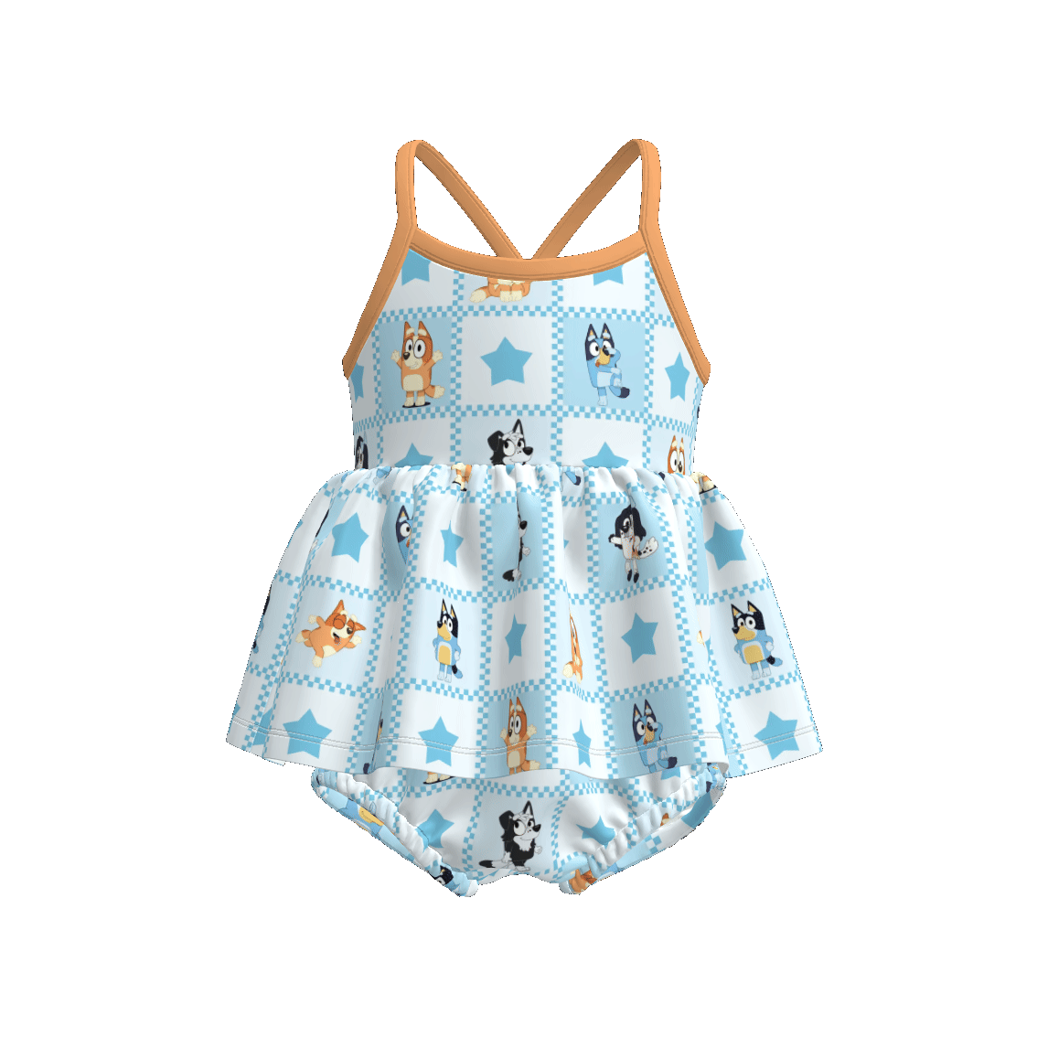 (Pre Order)Family Spring&Summer Cartoon Print Dress,Top&Romper