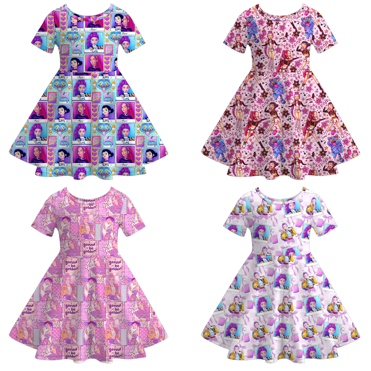 (Pre Order)Girls Movie Character Print Dress