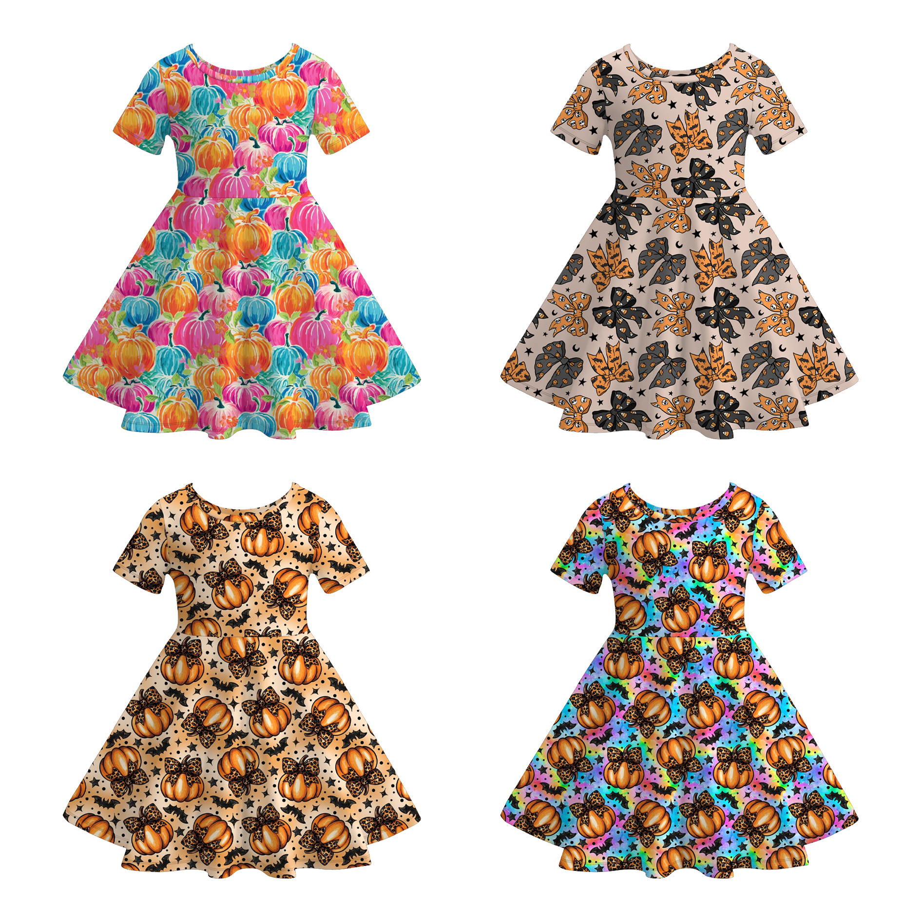 (Weekly Pre-Order)Girls Halloween Print Dress(Ends 8.16)