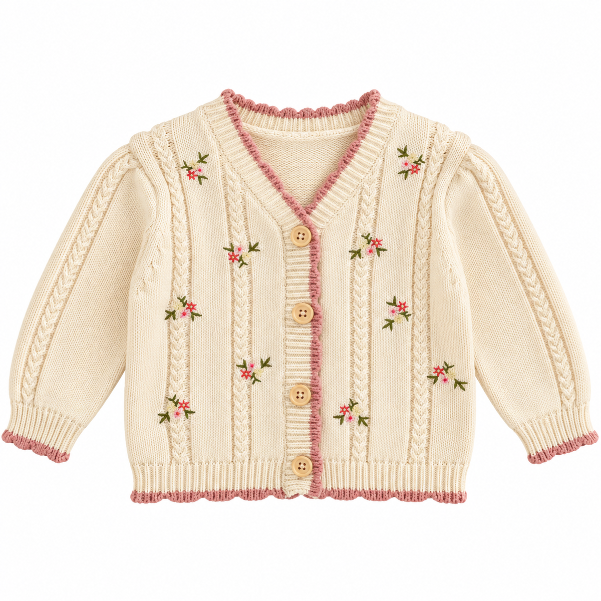 (Pre Order 2 Weeks)Kids Fall Floral Embroidery Sweater Cardigan