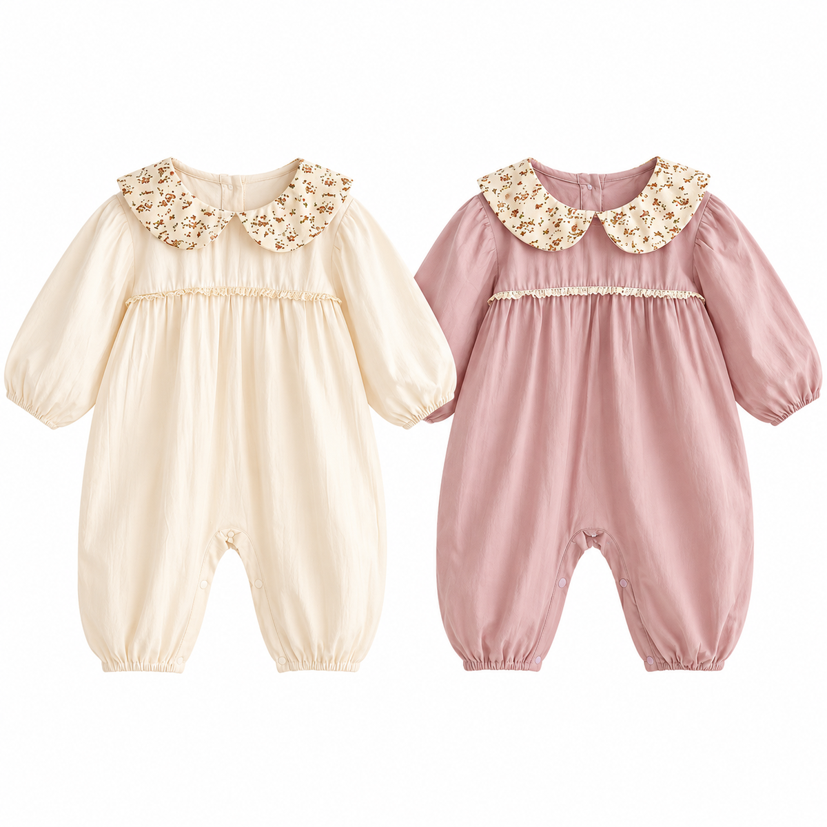 (Pre Order 2 Weeks)Toddler Girls Fall Floral Print Collar Romper