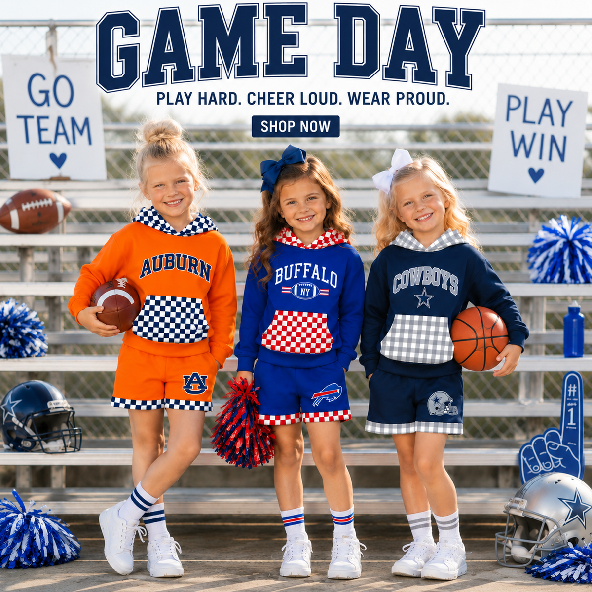 (Weekly Pre-Order)Girls Football Print Hoodie Set(Ends 9.20)