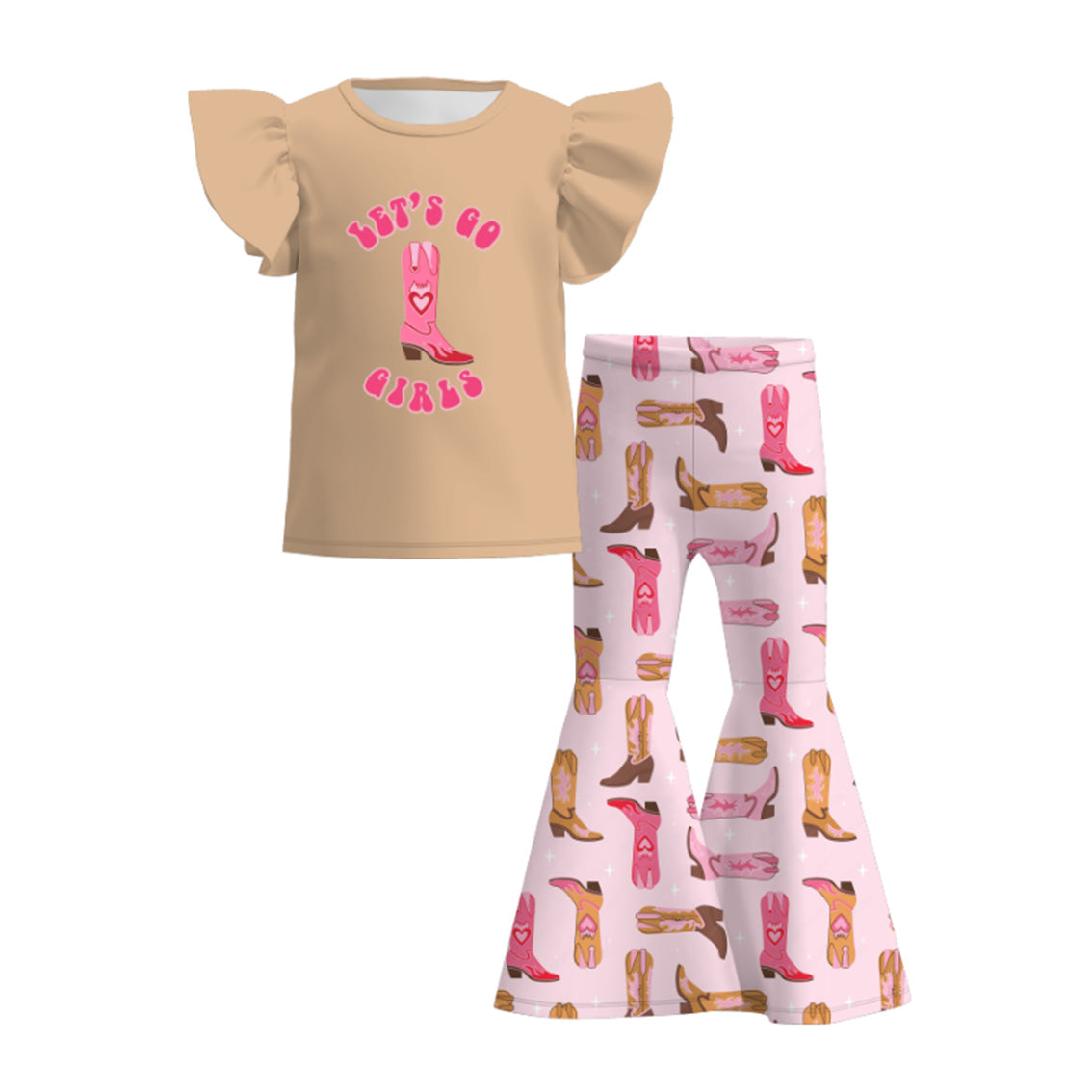 (Pre Order)Girls Pink Boots Pants Set