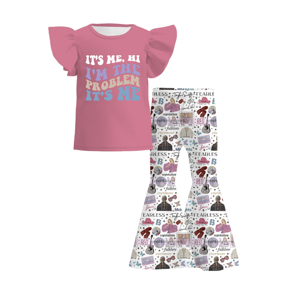 (Pre Order)Girls TS White Pants "It's Me "Set