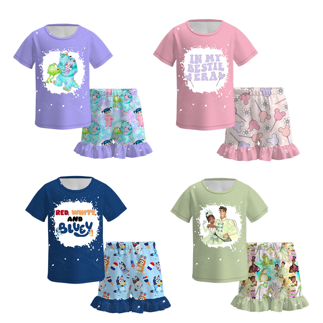 (Pre Order)Girls Character 2Pcs Shorts Set