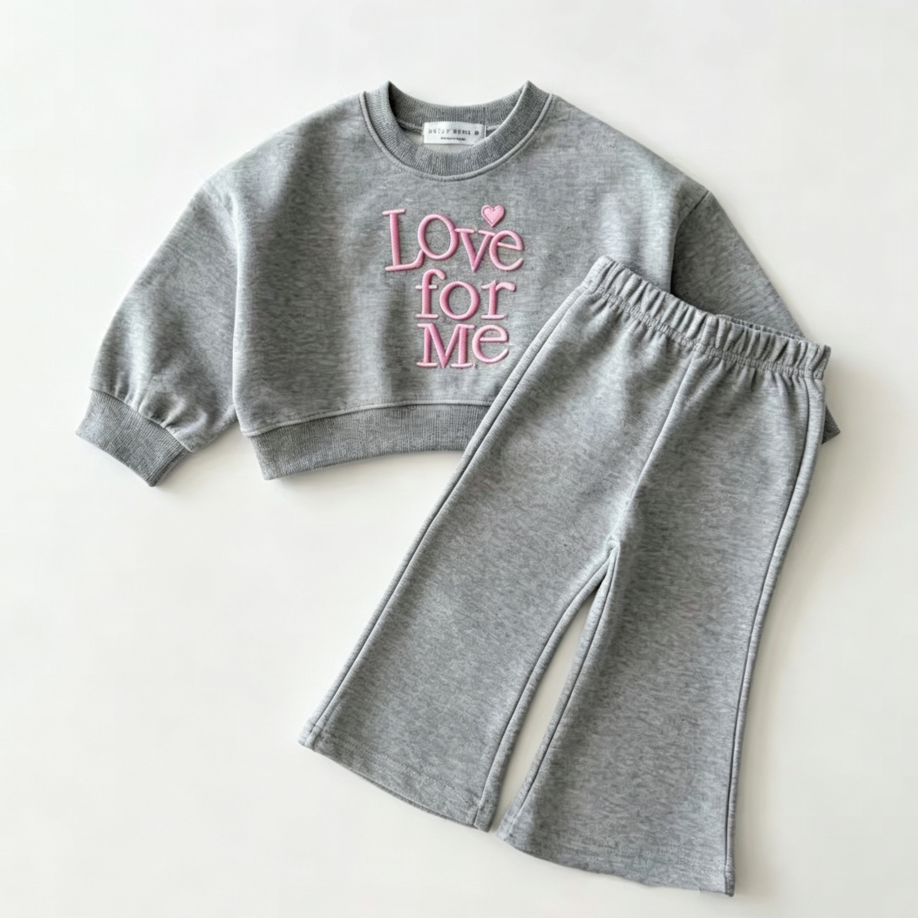(Pre Order 2 Weeks)Girls Fall Love for Me Embroidery Sweatshirt Set