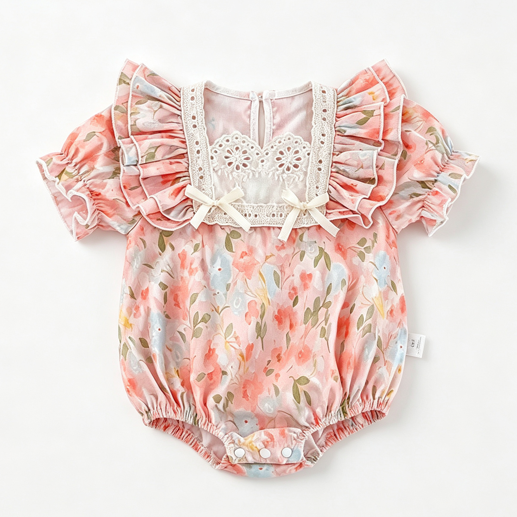 (Pre Order 2 Weeks)Girls Fall Floral Print Ruffle Romper