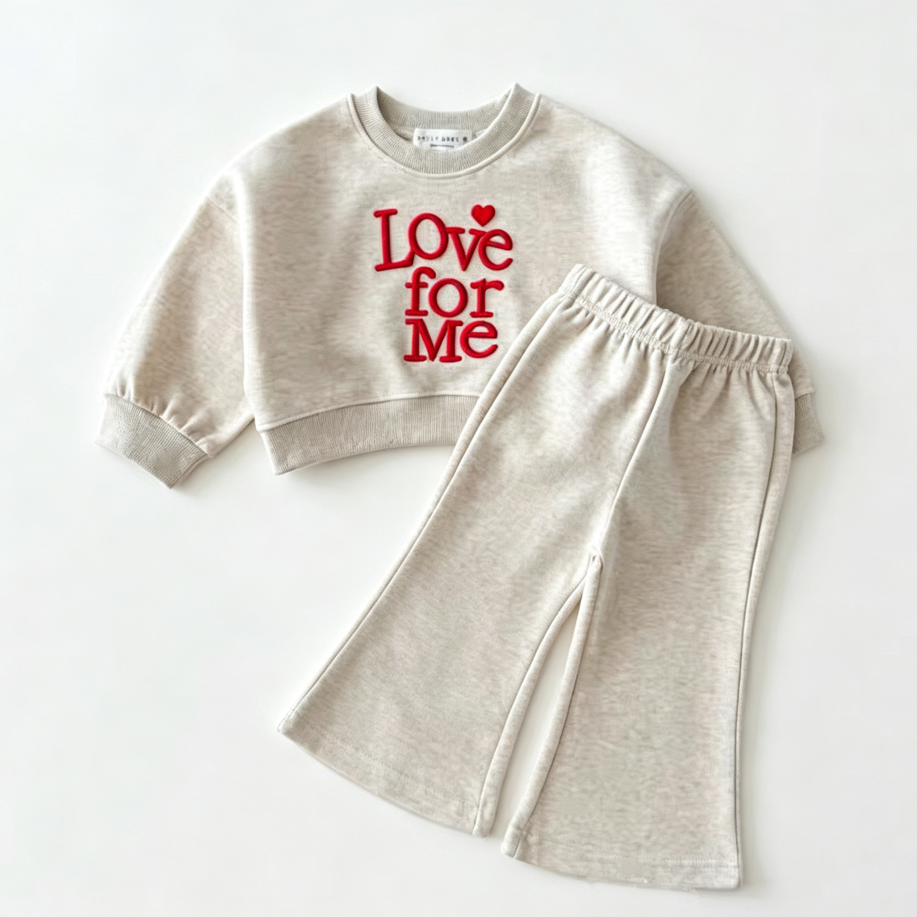 (Pre Order 2 Weeks)Girls Fall Love for Me Embroidery Sweatshirt Set