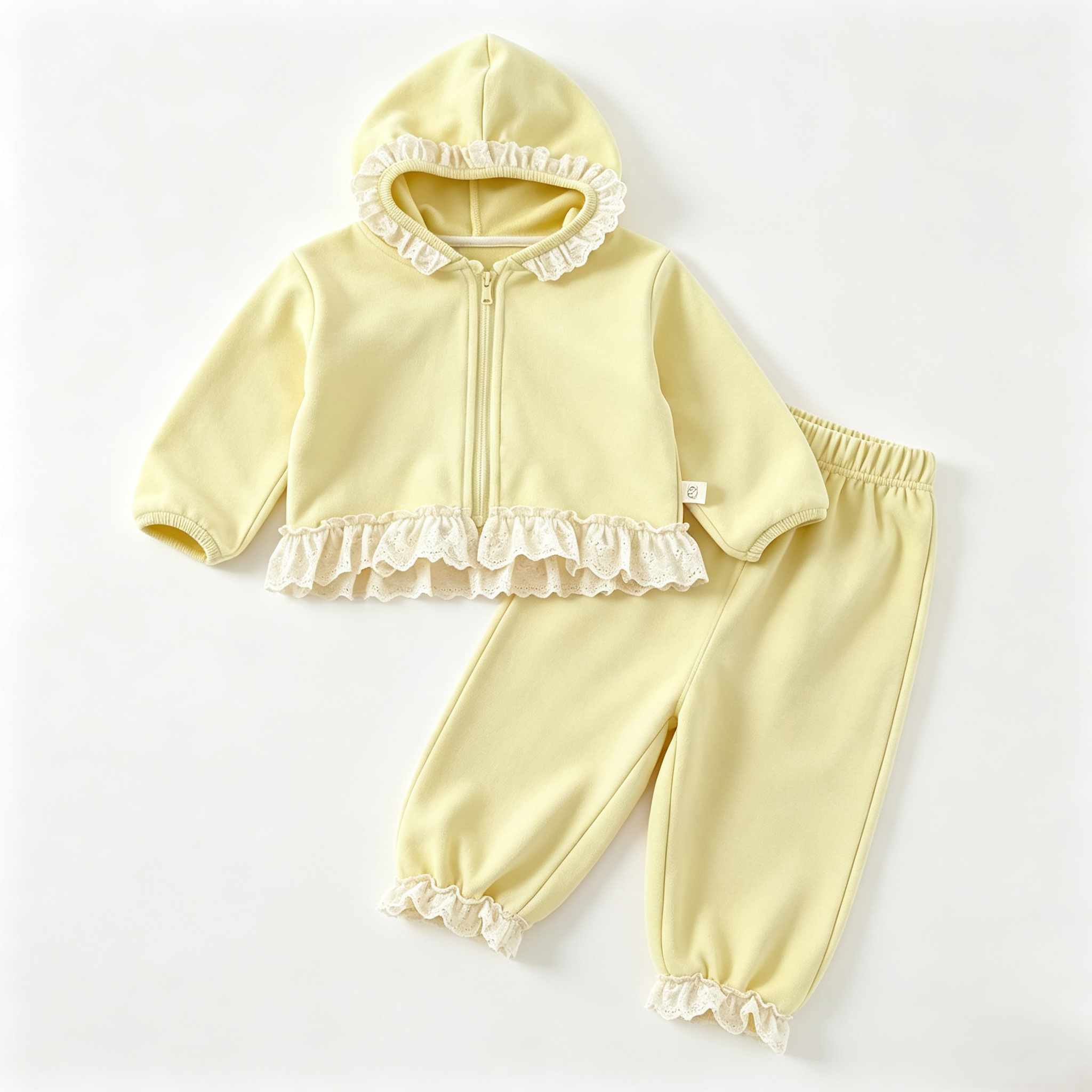 (Pre Order 2 Weeks)Girls Fall Solid Color Ruffle Sweatshirt Set