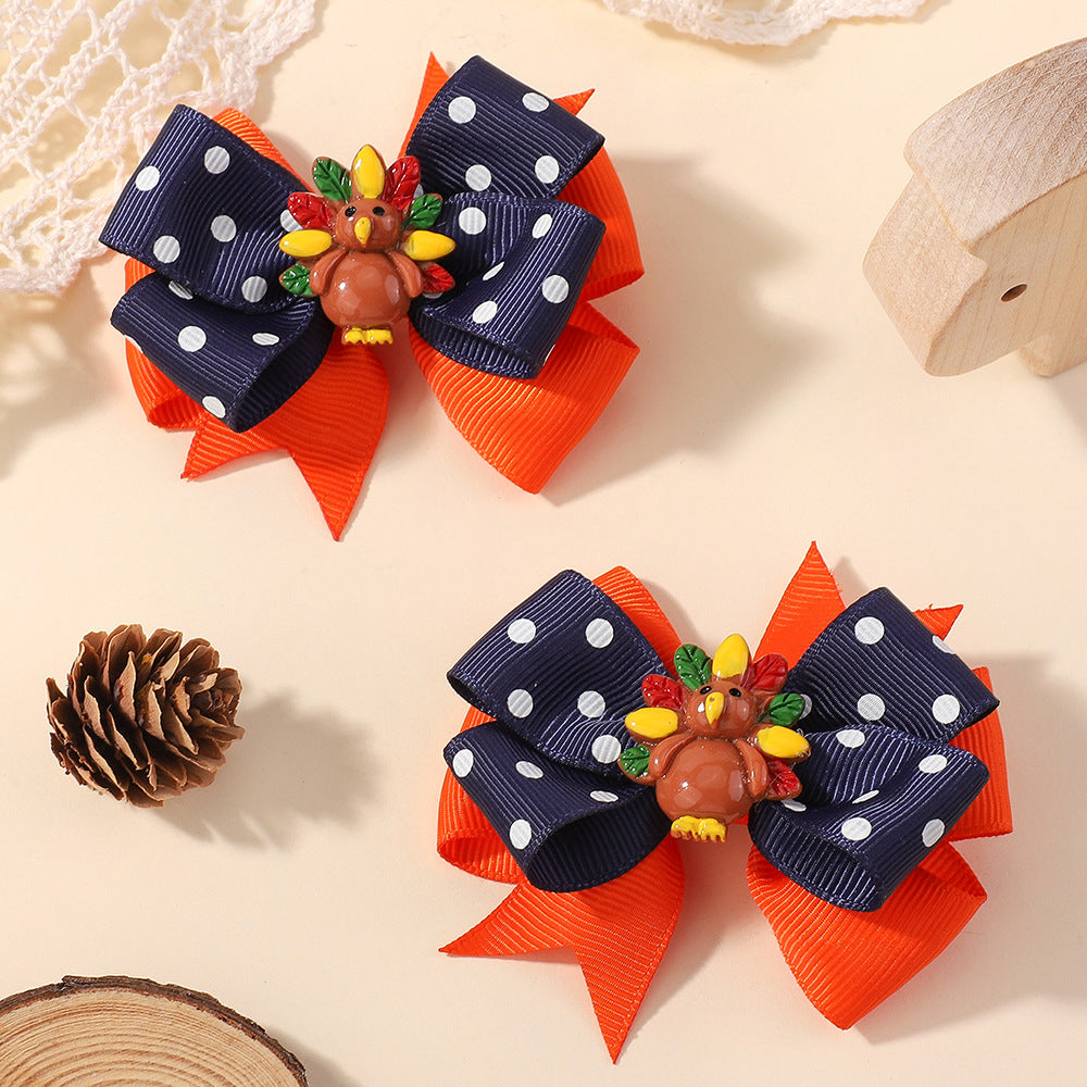 (Pre Order)Girls Thanksgiving Hair Clip-2 pcs a set