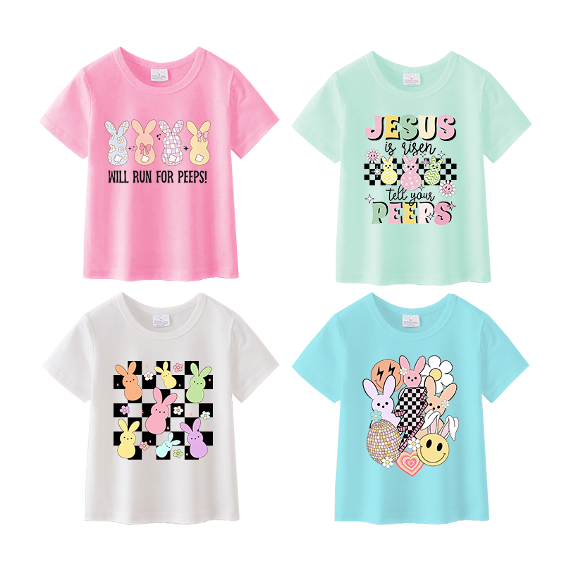 (Pre Order)Girls Easter Cartoon Print T-shirt