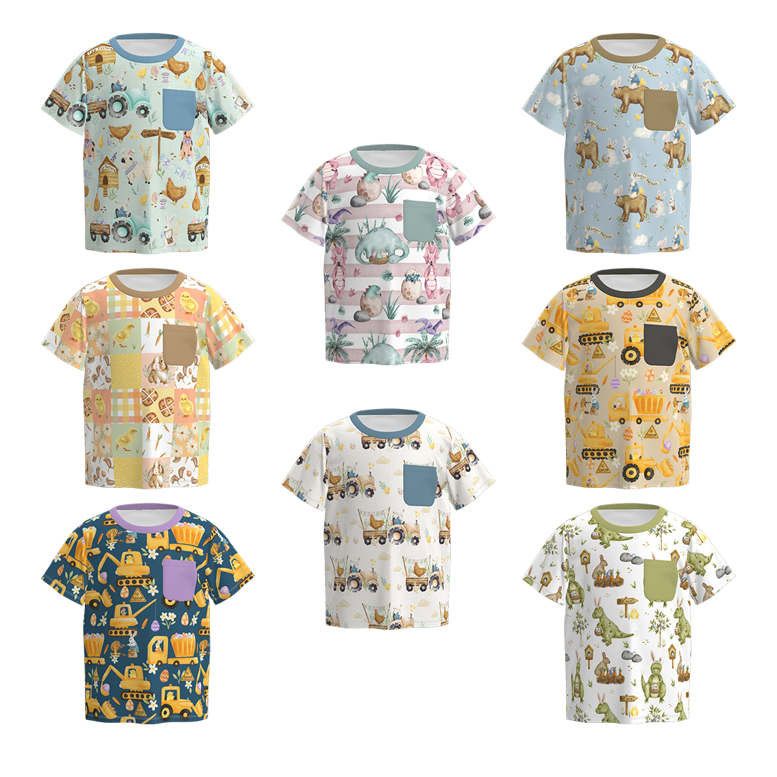 (Pre Order)Boys Easter Bunny&Farm Print Top