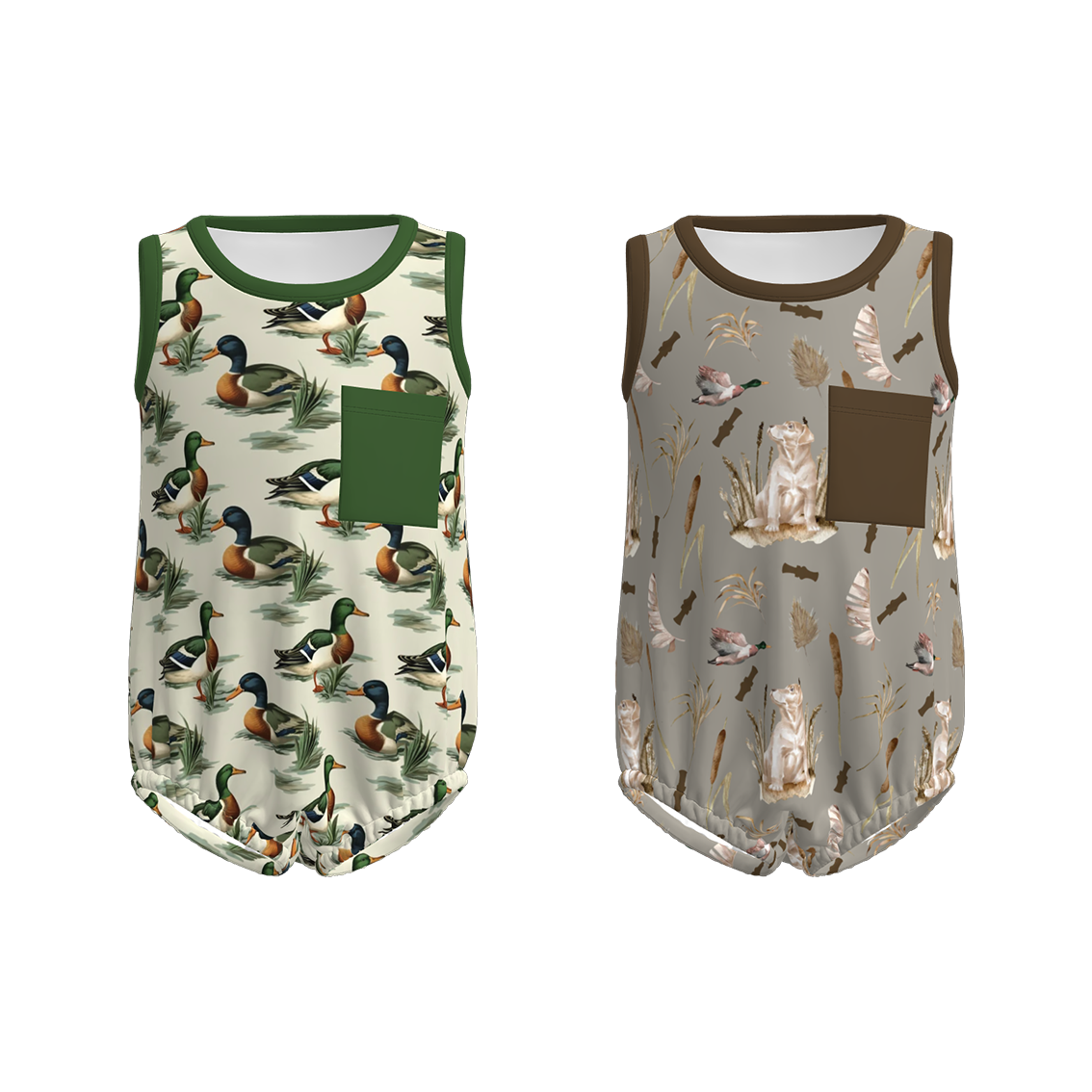 (Pre Order)Toddler Boys Spring and Summer Wild Duck Print Romper
