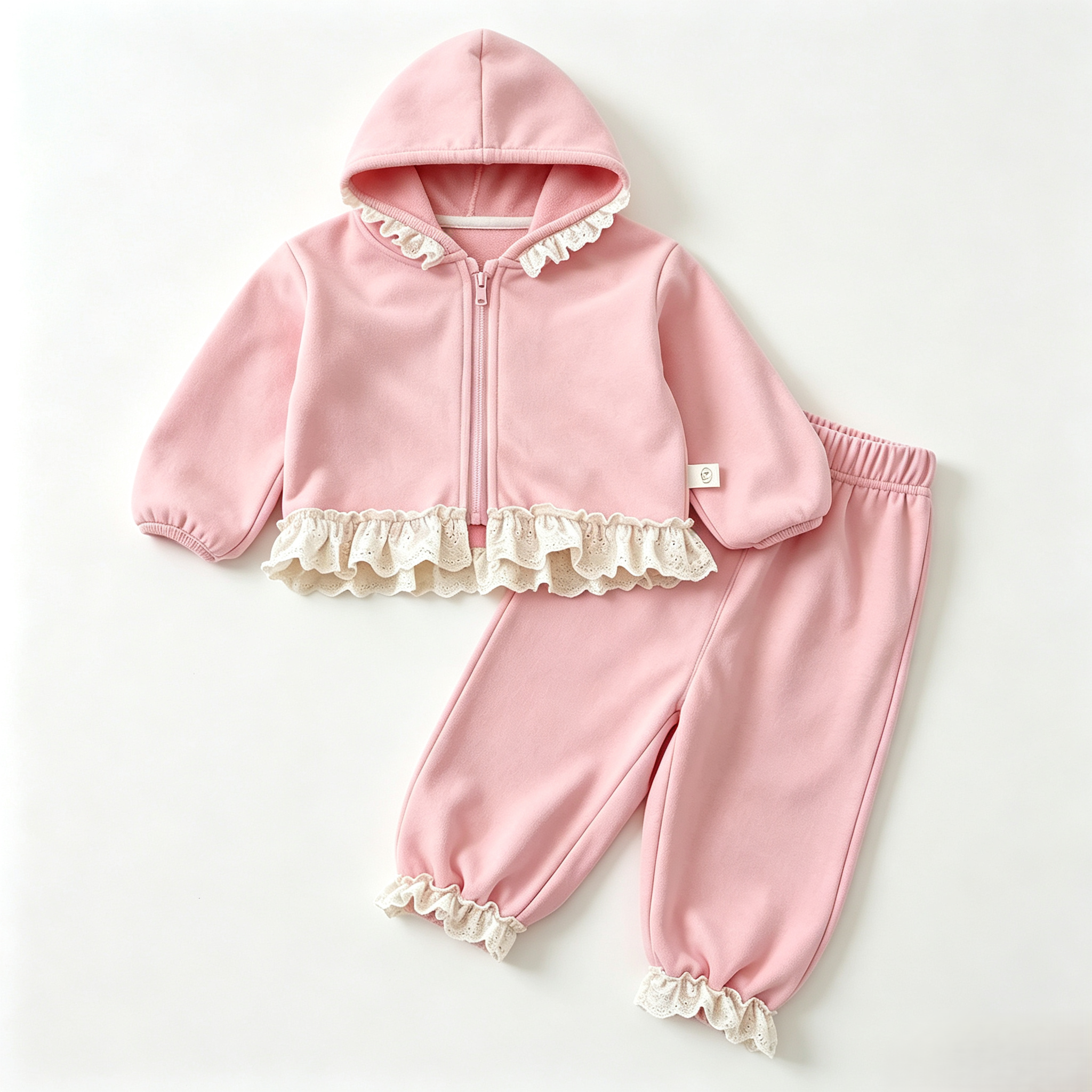 (Pre Order 2 Weeks)Girls Fall Solid Color Ruffle Sweatshirt Set