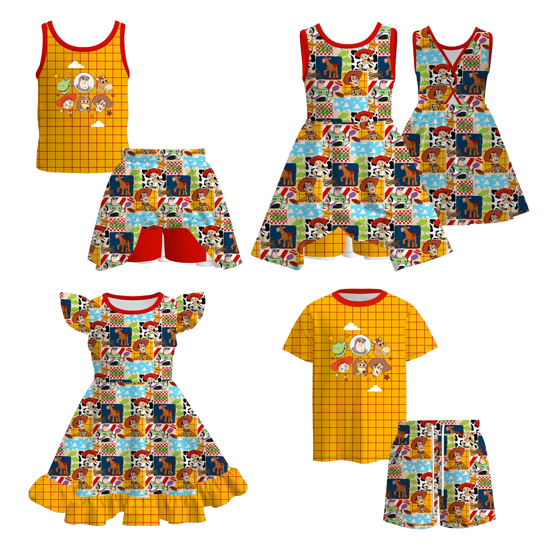 (Pre Order+Prepack Zone)Siblings Cartoon Toy Print Dress&Set(Mix Size)