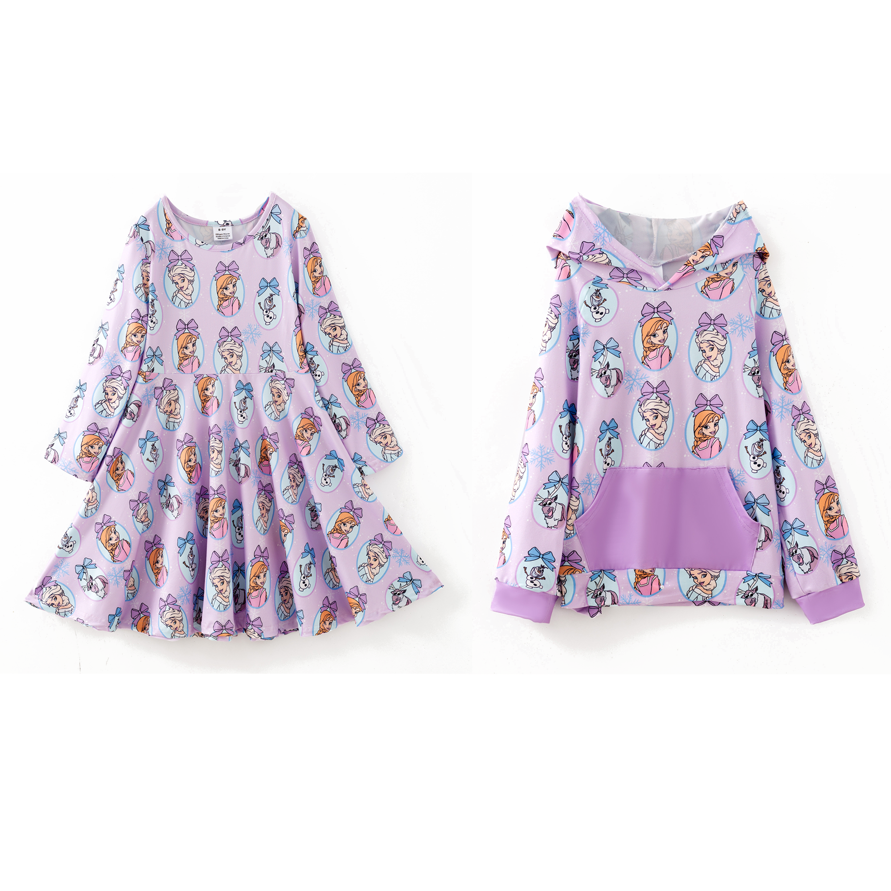 (Pre Order)Girls Fall&Winter Princess Print Dress,Hoodie