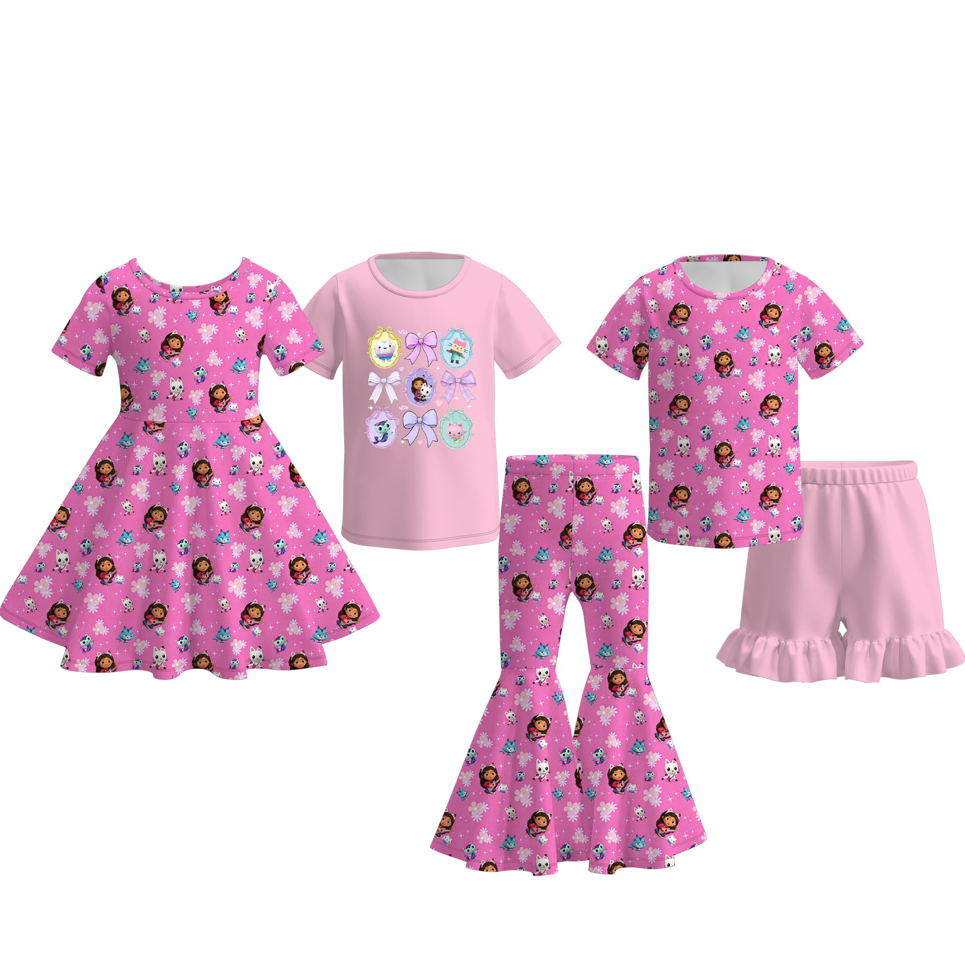 (Pre Order)Sisters Spring&Summer Cartoon Girl Print Dress,Set