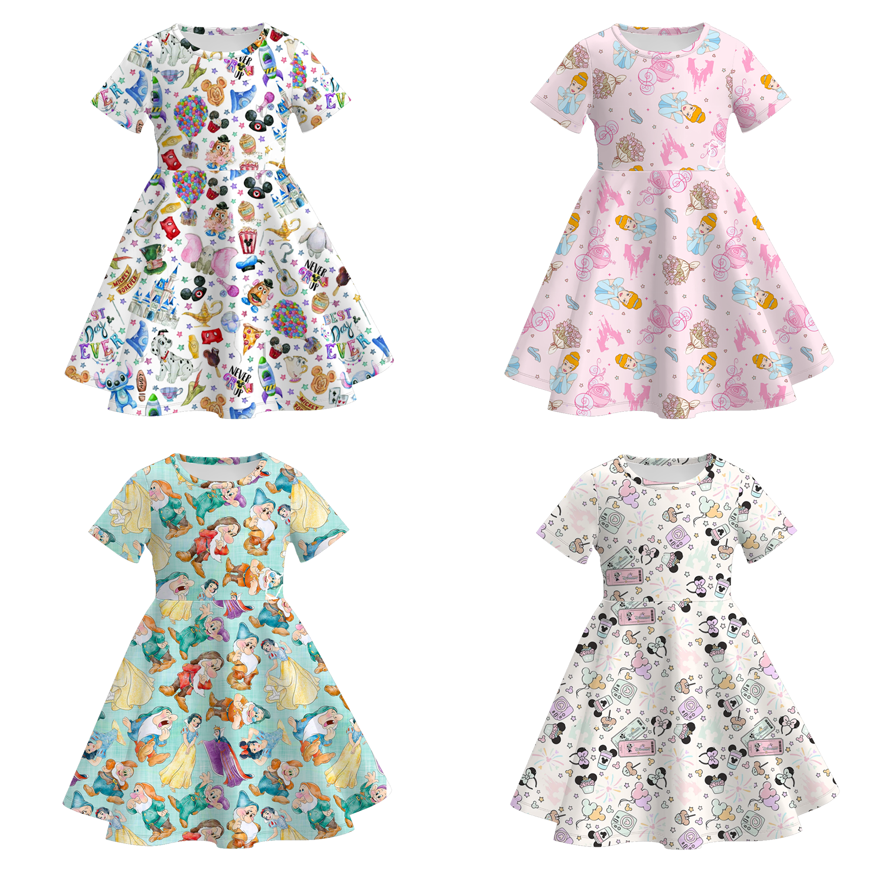 (Pre Order)Girls Spring and Summer Princess&Cartoon Print Dress