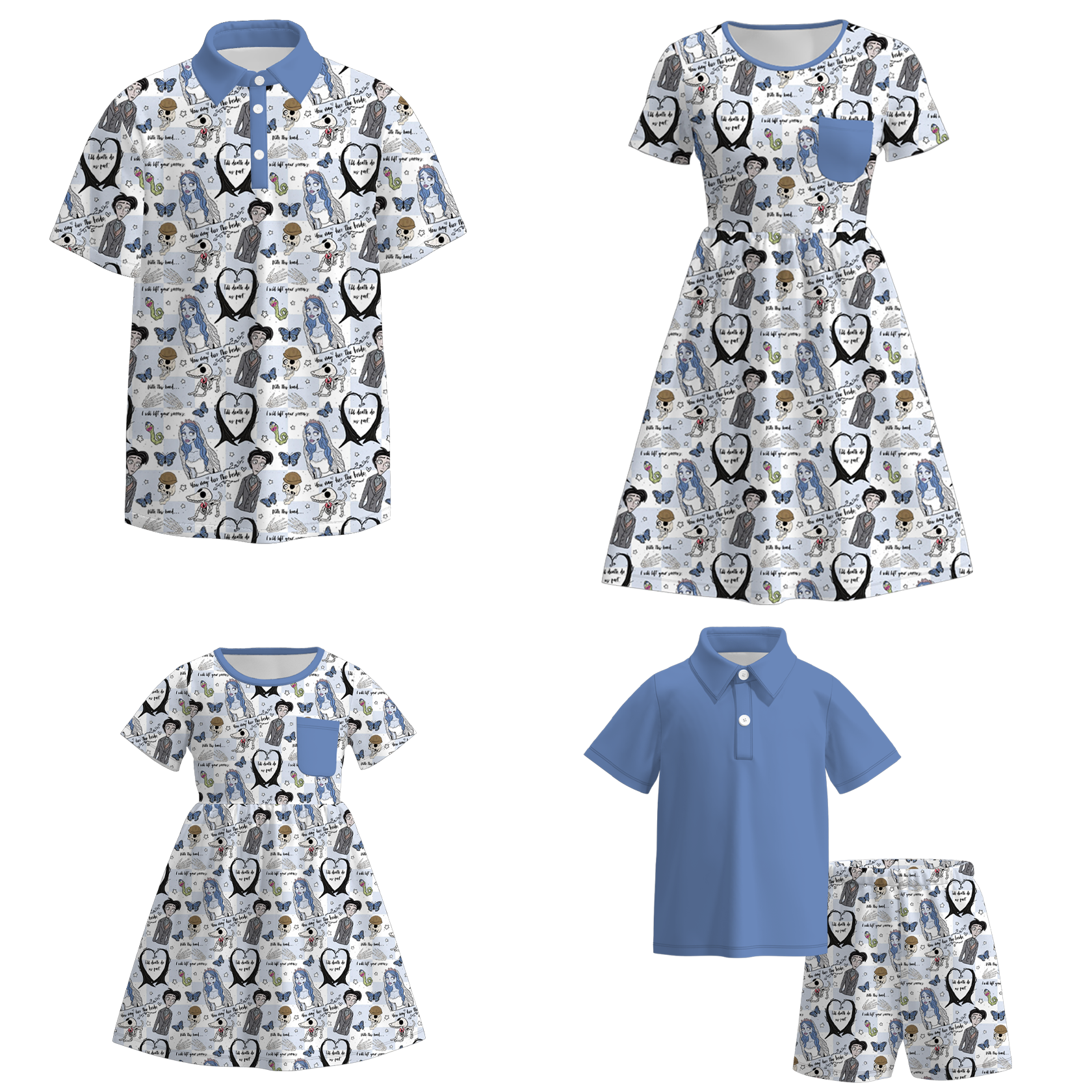 (Pre Order)Family Halloween Cartoon Print Dress&Set
