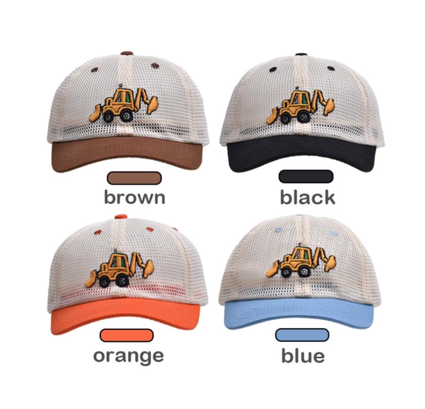 (Pre Order)Kid's Bulldozer Embroidered Mesh Baseball Cap