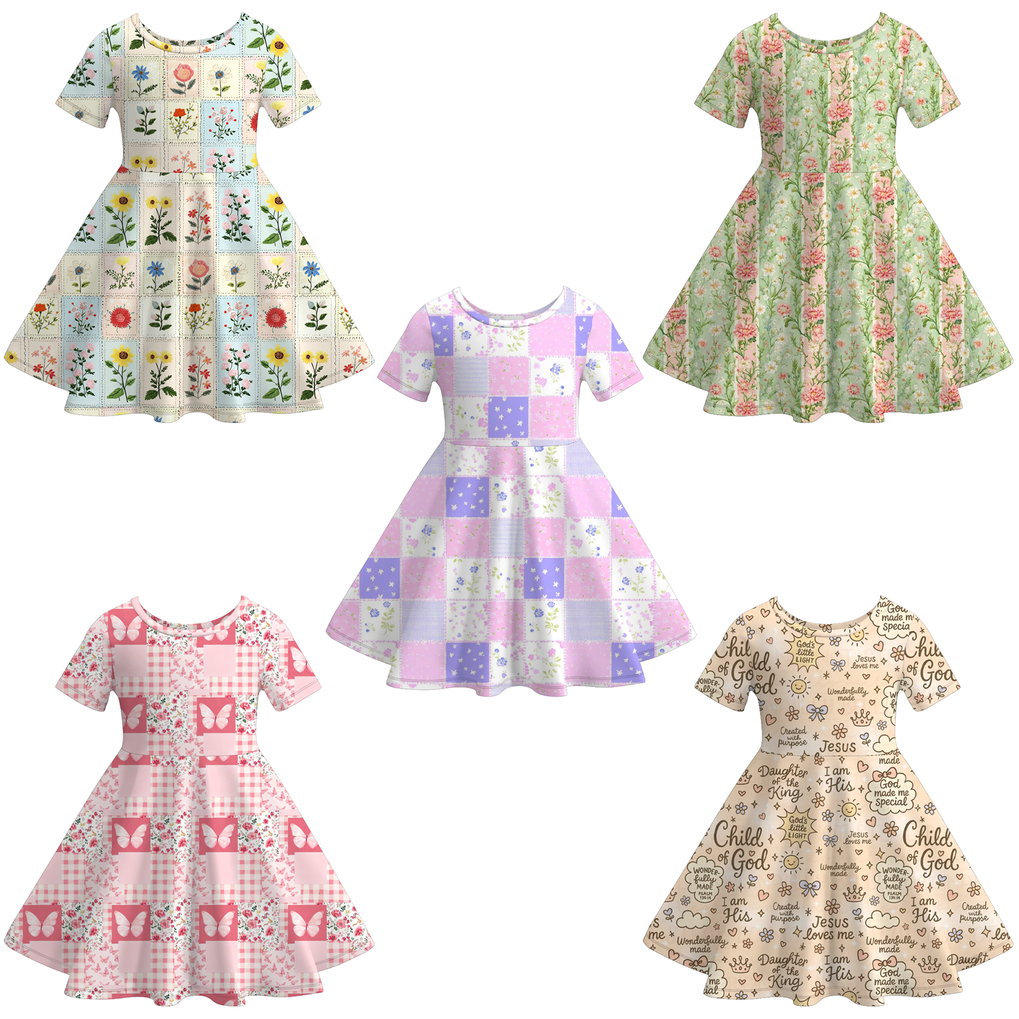 (Pre Order)Girls Spring&Summer Floral Print Dress
