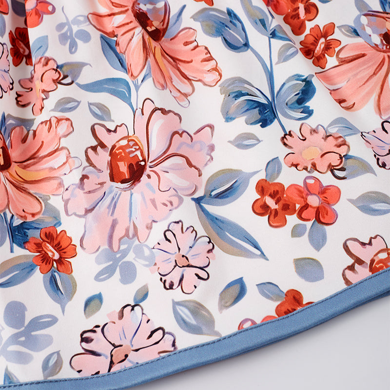 (In Stock)Girls Blue Coral Floral Sleeveless Dress