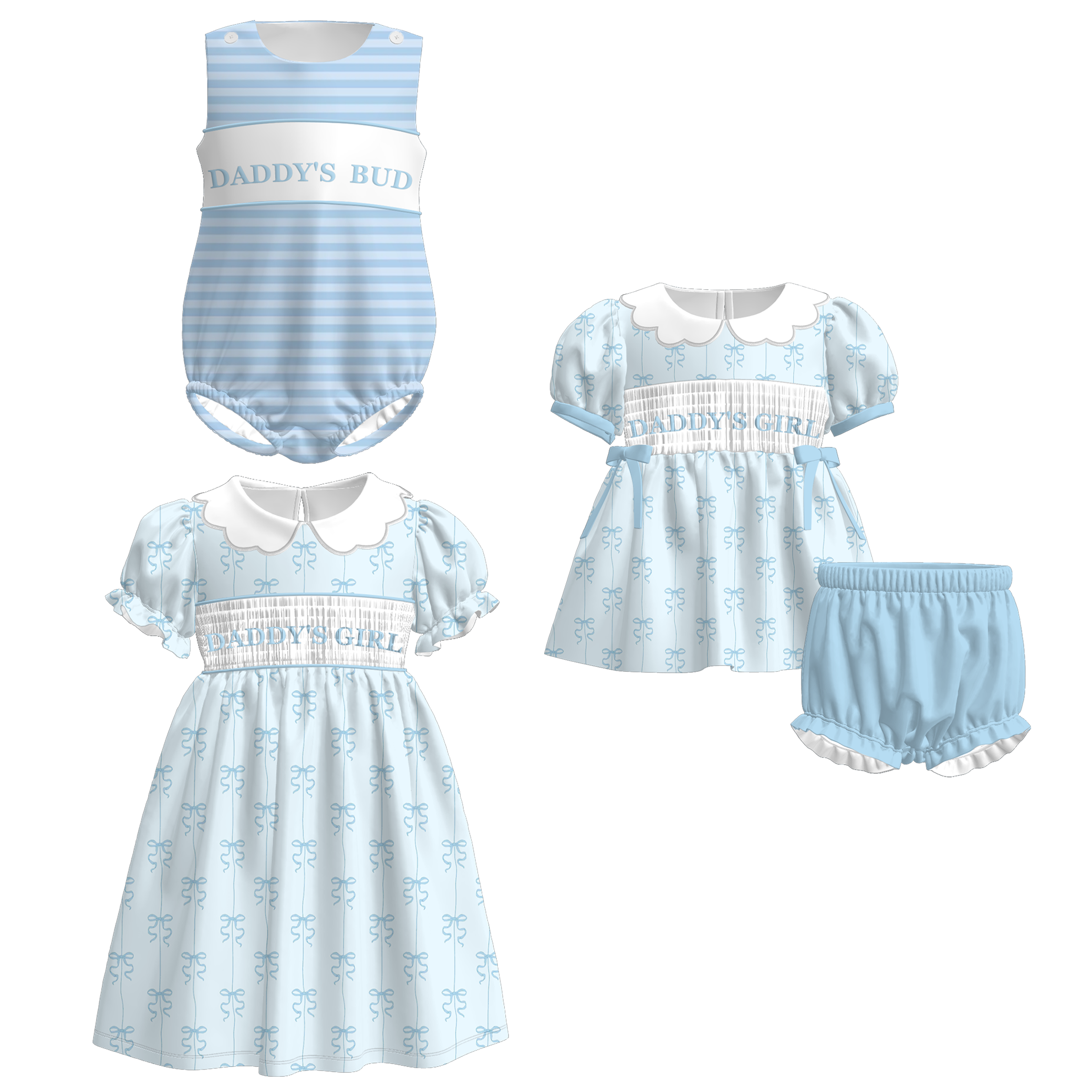 (Pre Order)Siblings Spring Daddy Embroidery Smocked Dress&Romper