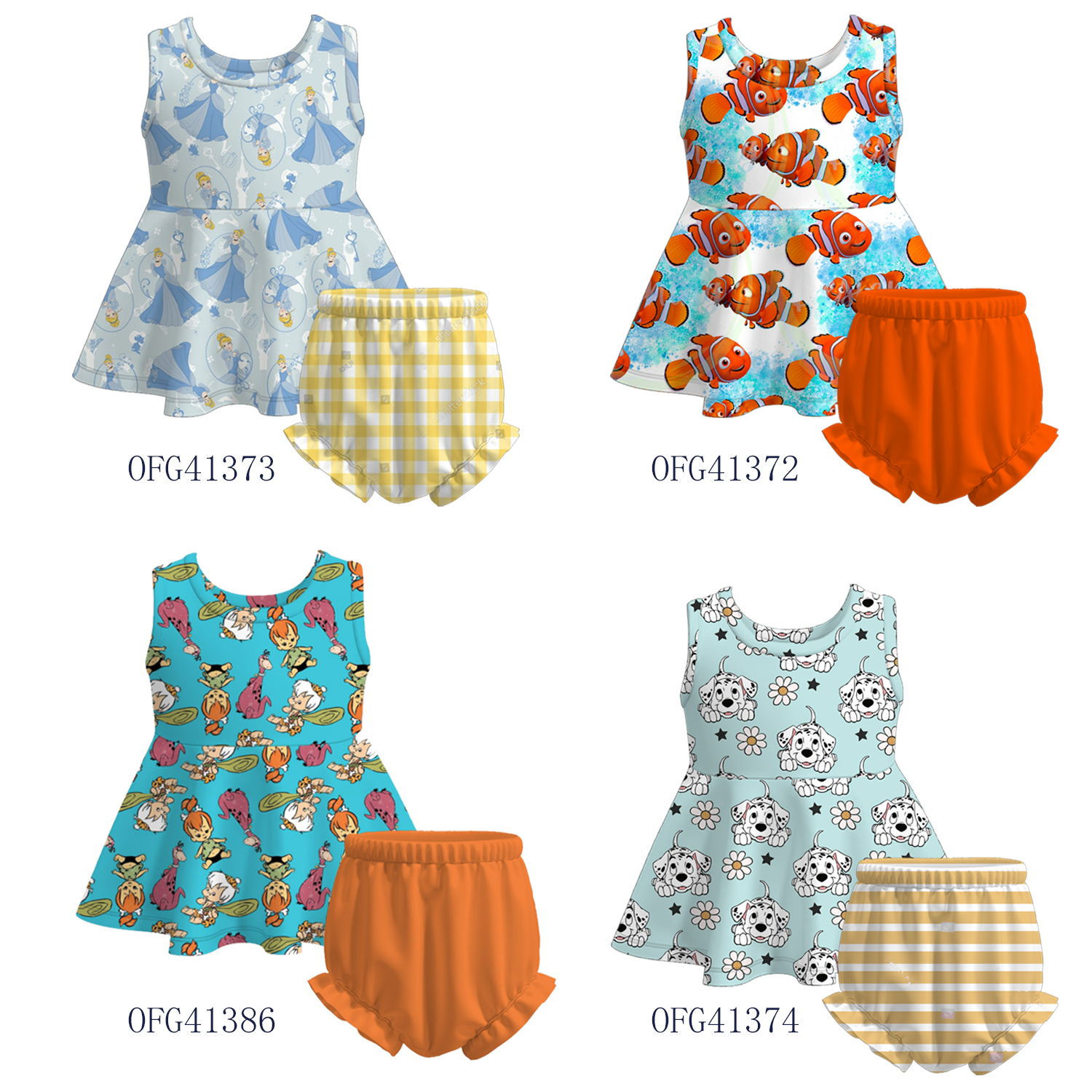 (Pre Order)Baby Girls Summer Character Print Short Set