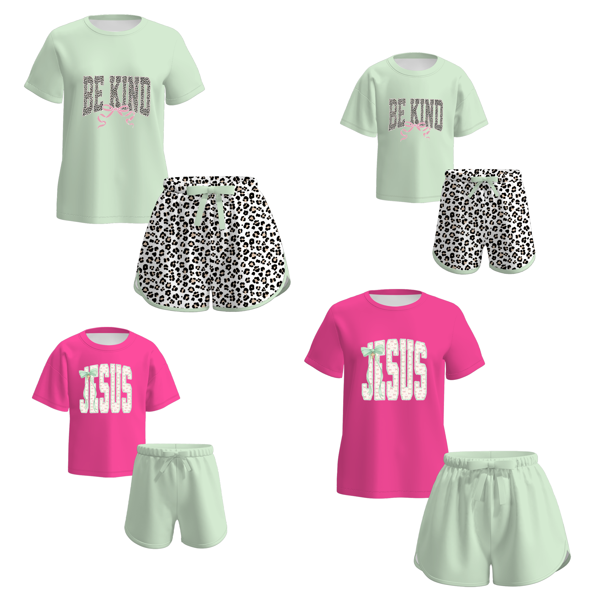 (Pre Order)Mommy and Me Spring&Summer Print Shorts Set