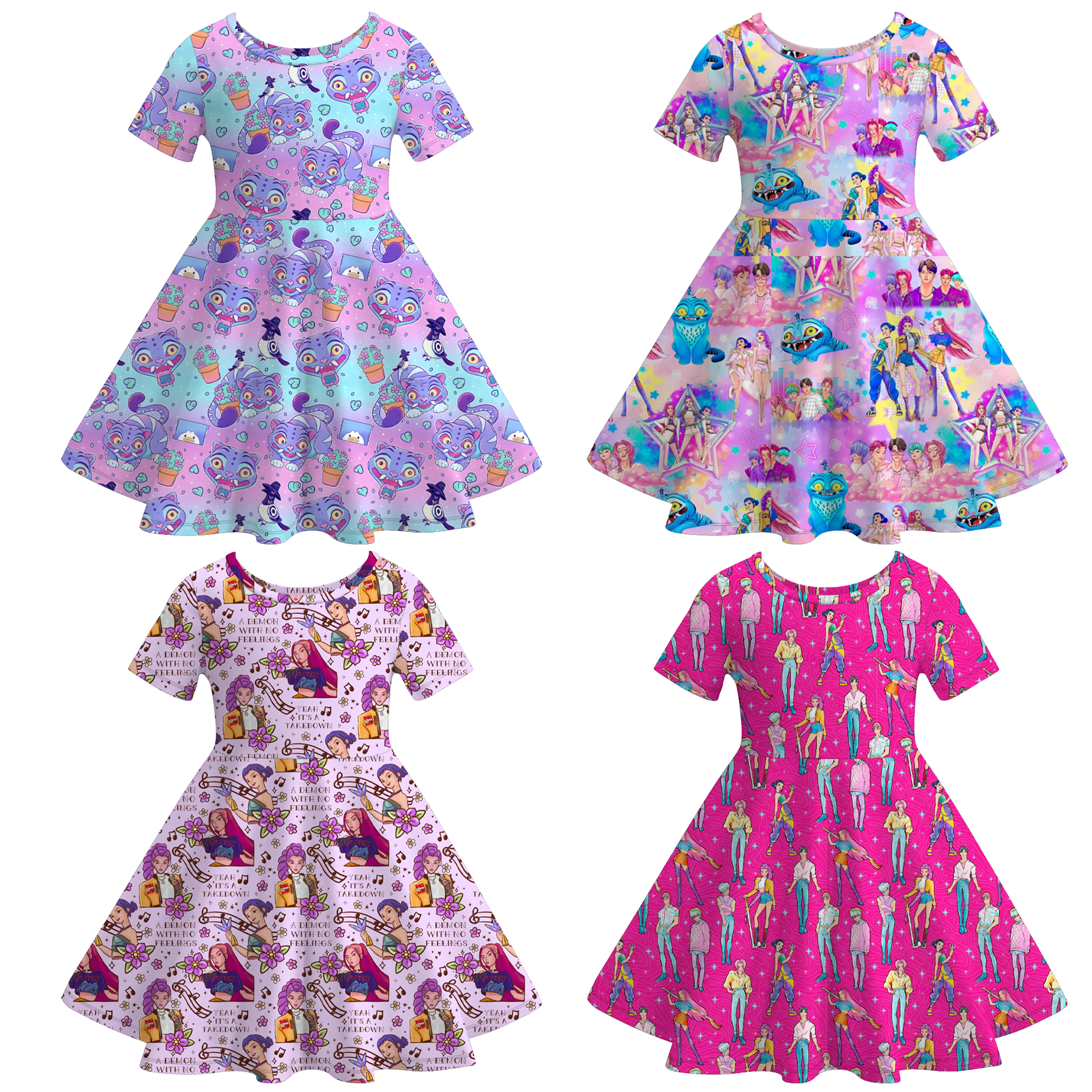 (Pre Order)Girls Movie Character Print Dress